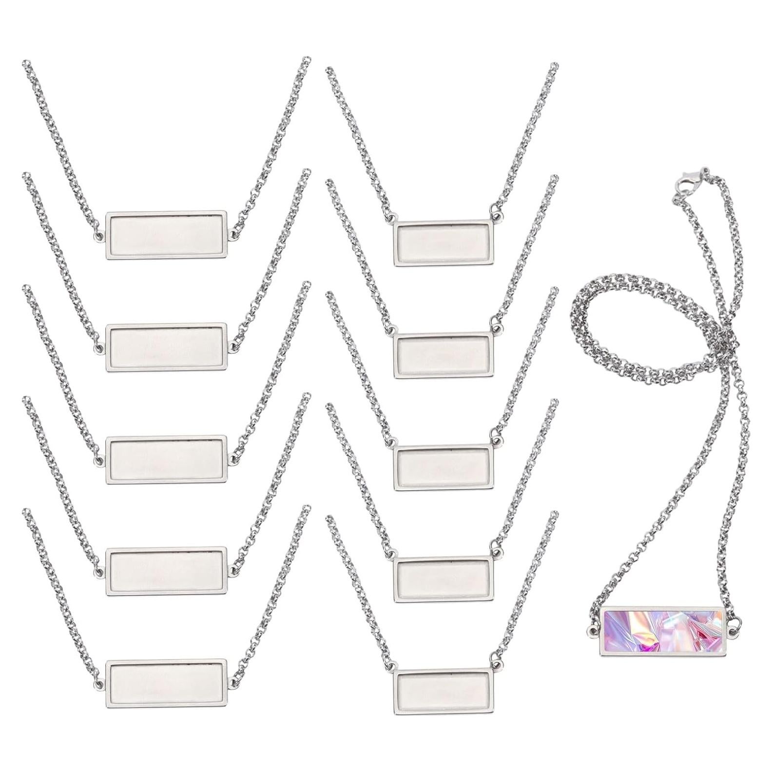 10 Piezas Cabochón Colgante Rectangular Acero Inoxidable CHGCRAFT