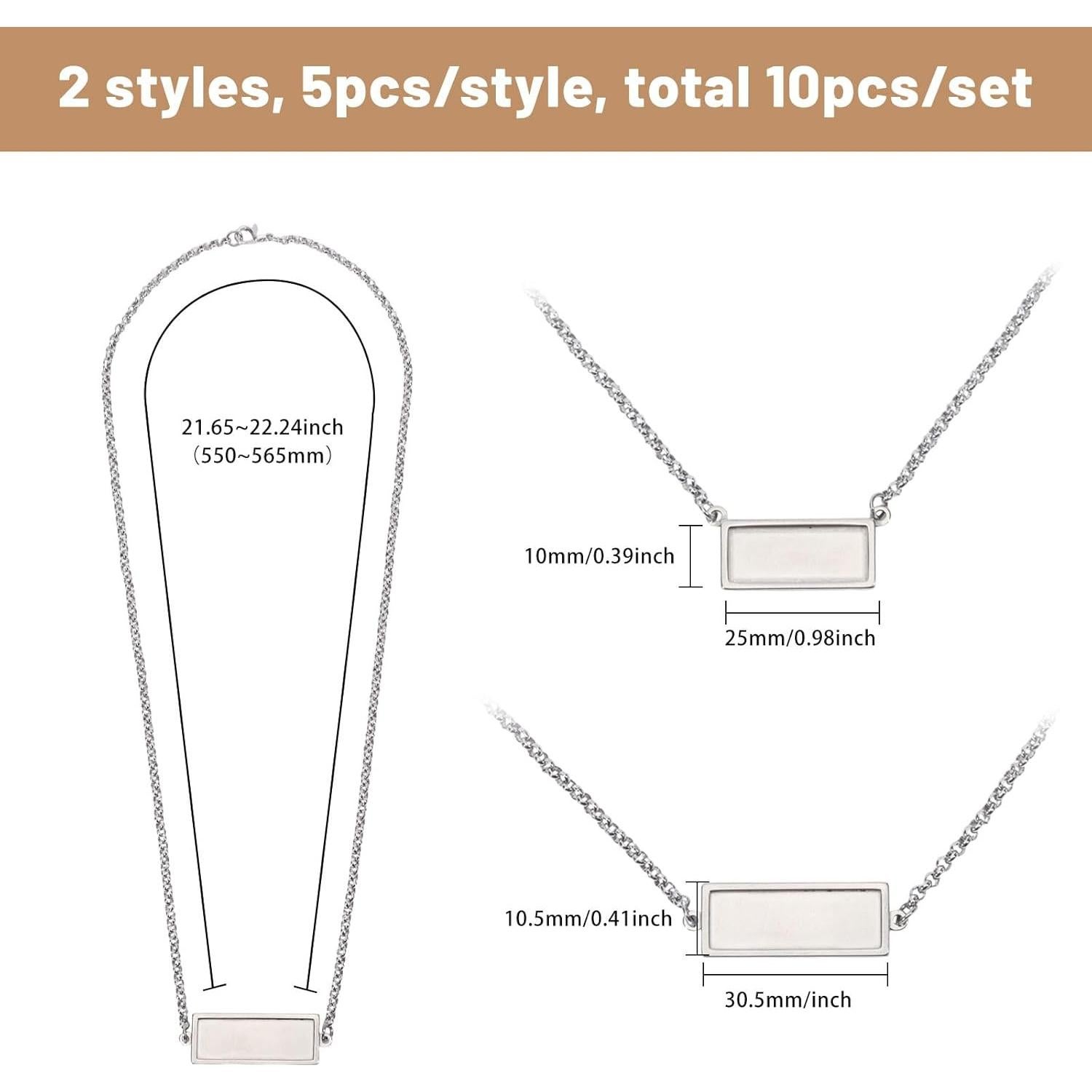 10 Piezas Cabochón Colgante Rectangular Acero Inoxidable CHGCRAFT