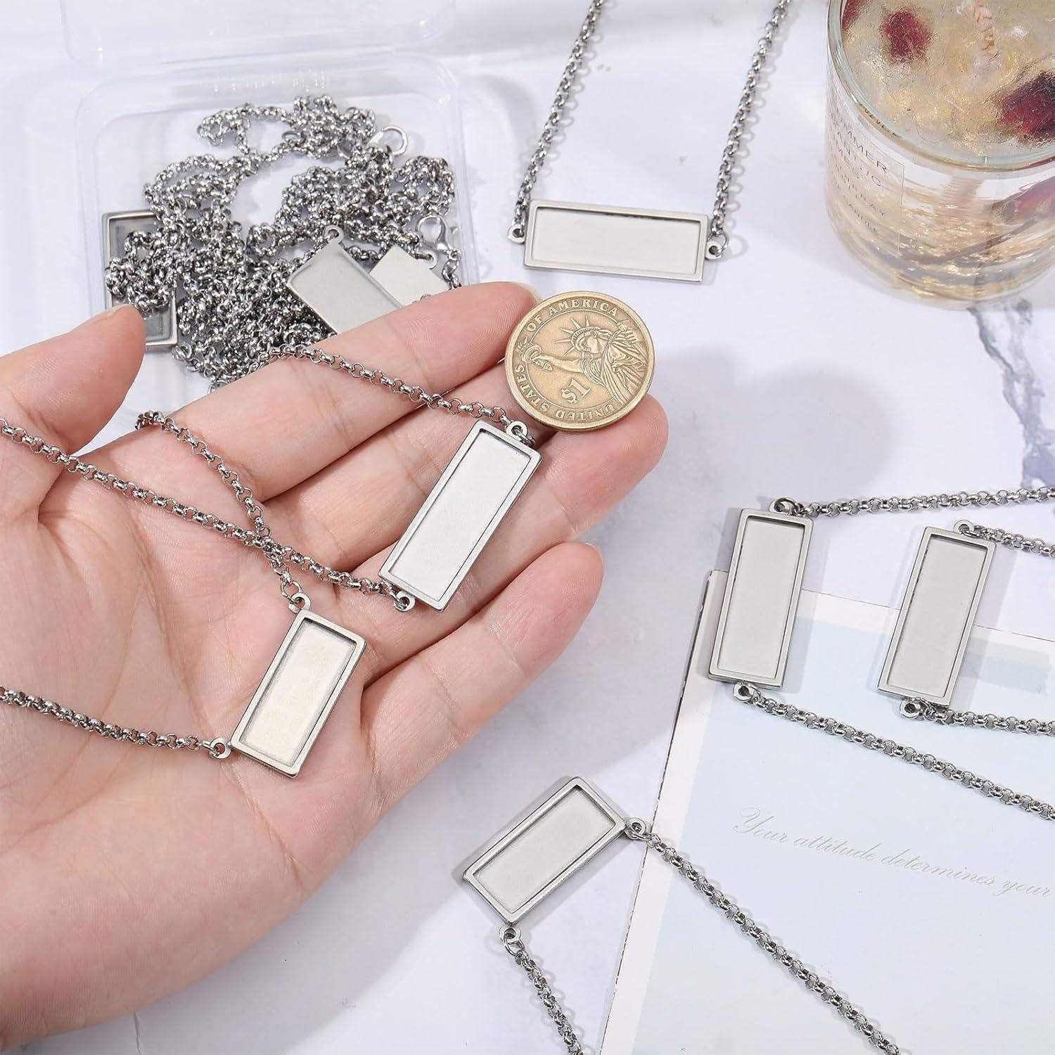 10 Piezas Cabochón Colgante Rectangular Acero Inoxidable CHGCRAFT
