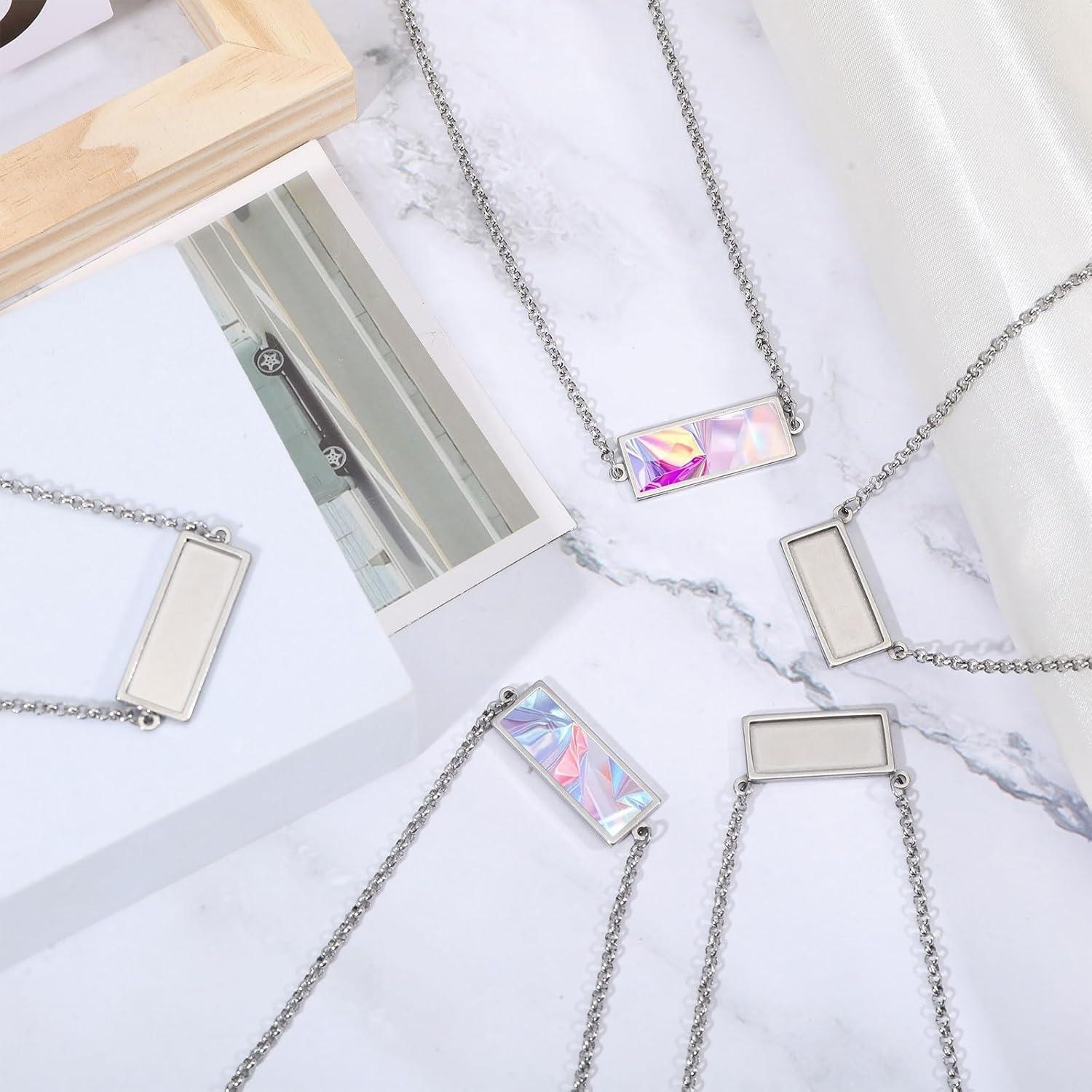 10 Piezas Cabochón Colgante Rectangular Acero Inoxidable CHGCRAFT