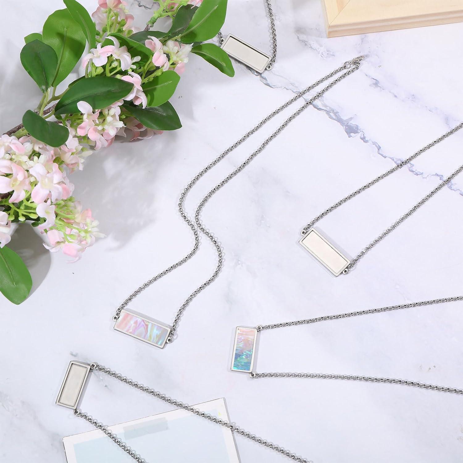 10 Piezas Cabochón Colgante Rectangular Acero Inoxidable CHGCRAFT