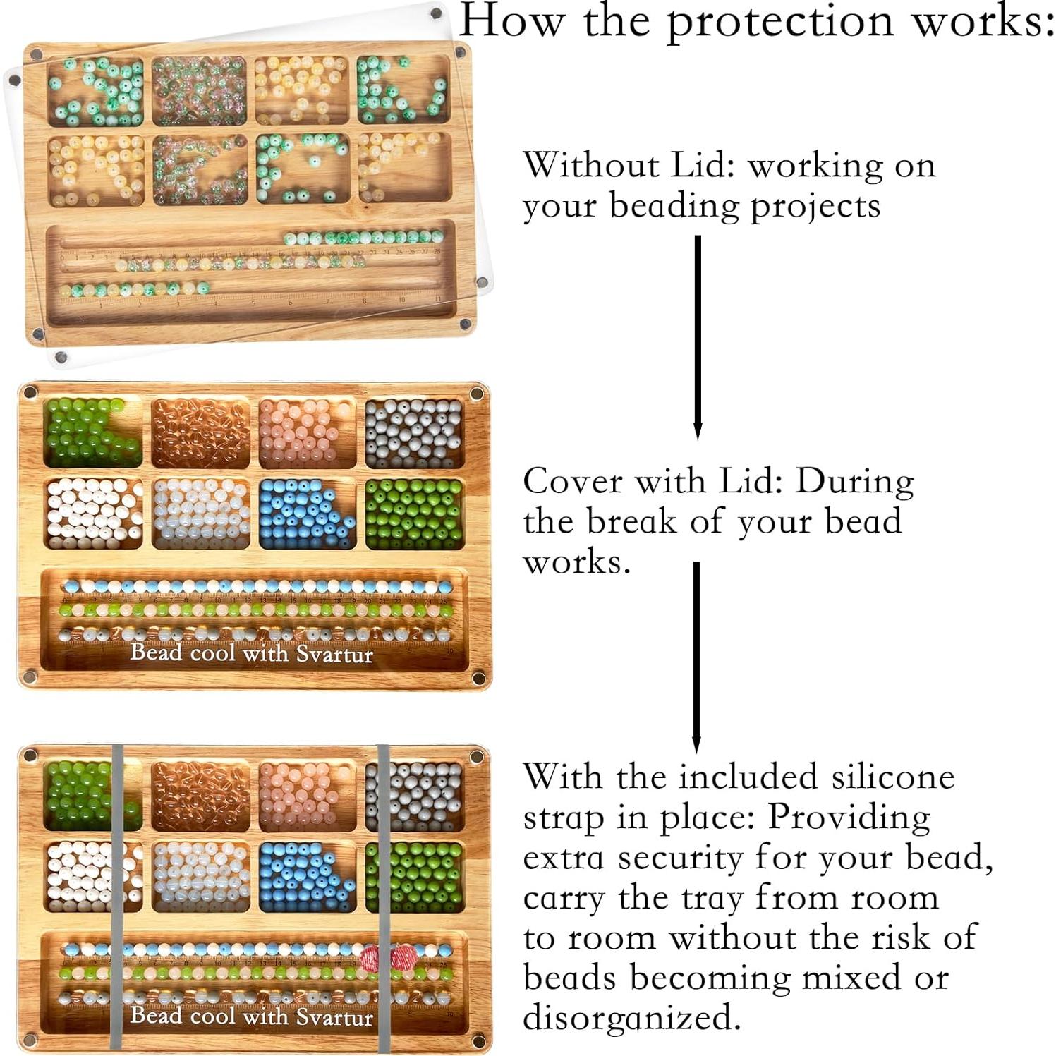 Tablero de cuentas de madera Svartur 30x20 cm para joyas