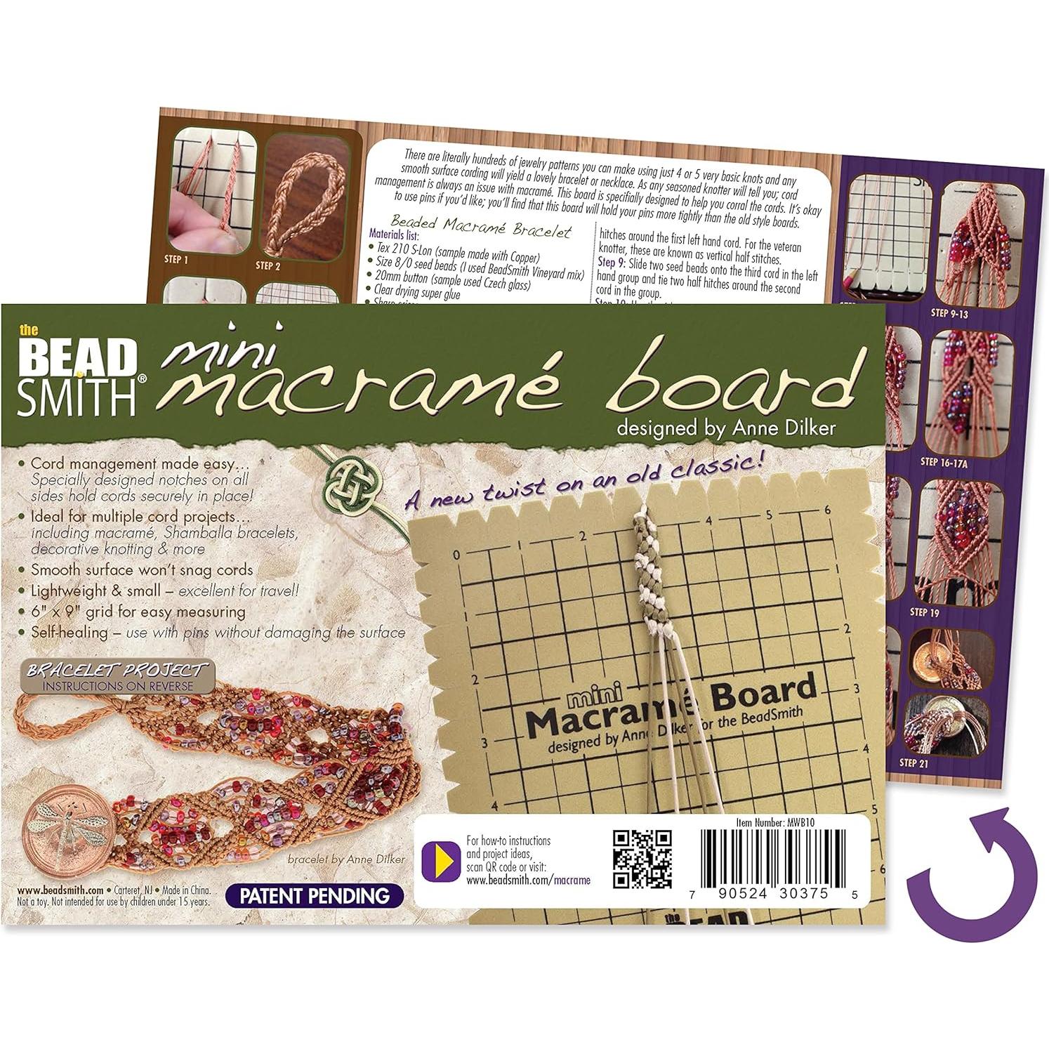 Combo Mini Macrame The Beadsmith - Tablero 19.1 x 26.7 cm + 40 Pines