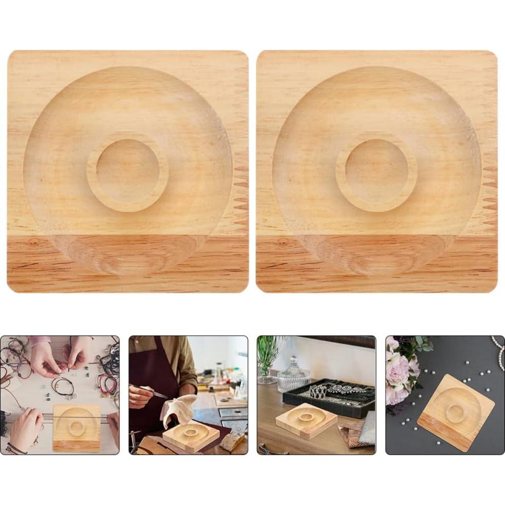 Tablero de Joyería de Madera COHEALI 2 Piezas 9.5x9.5cm