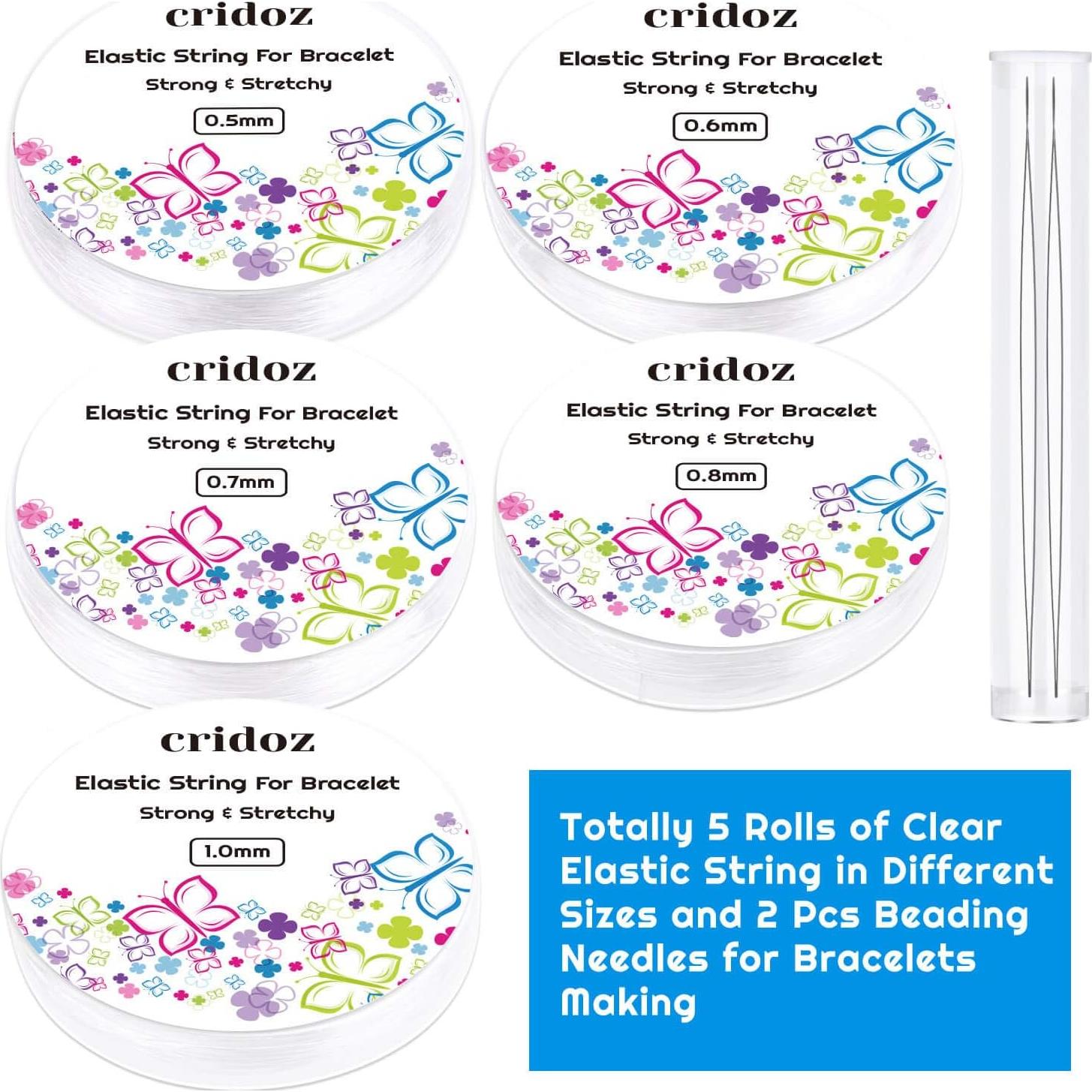 Cuerda Elástica Cridoz 5 Rollos 0.5-1.0 mm para Pulseras