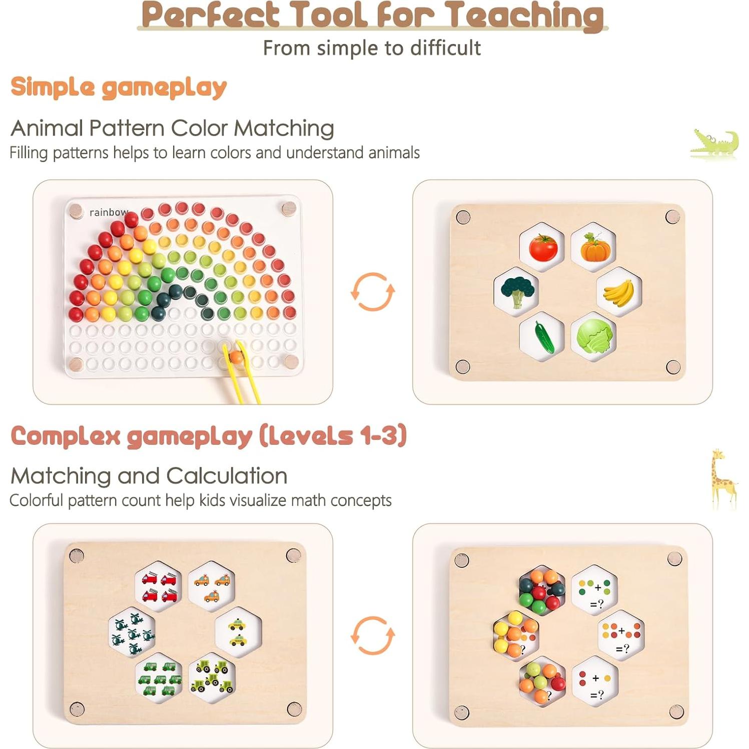 Juego de Cuentas de Madera ibwaae para Niños 3+ Años