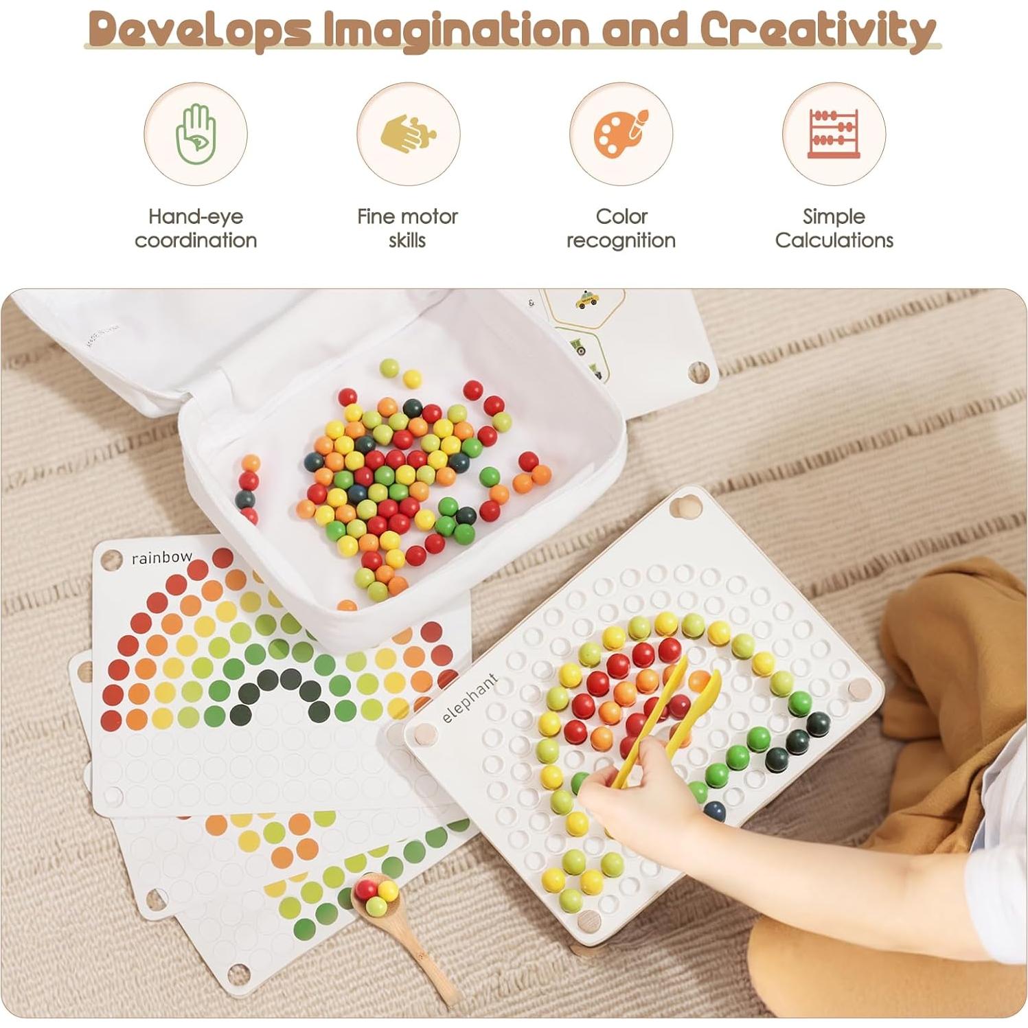 Juego de Cuentas de Madera ibwaae para Niños 3+ Años