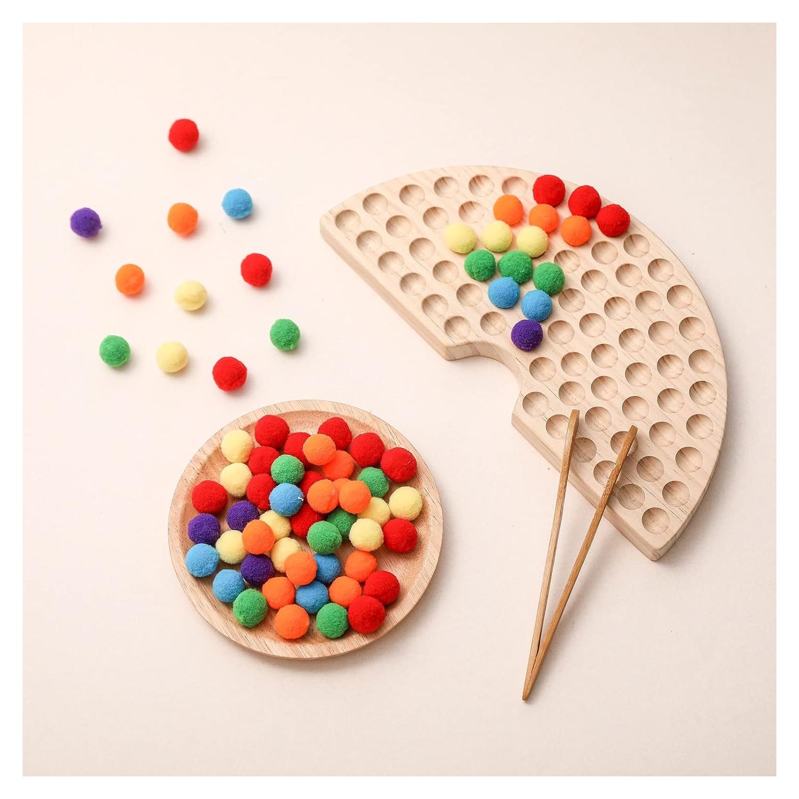 Juego de Cuentas de Madera Ibwaae Arcoíris 102 Piezas