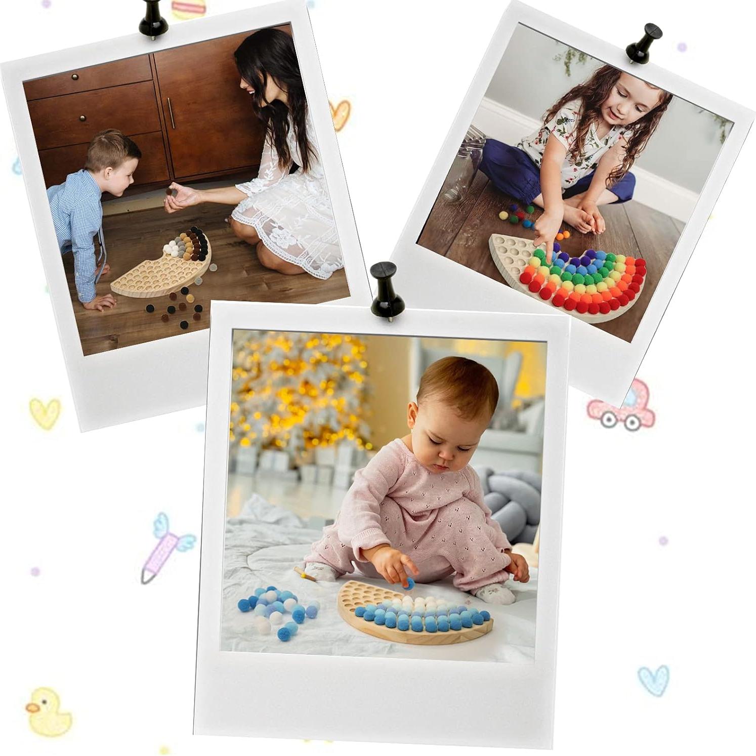 Juego de Cuentas de Madera Ibwaae Arcoíris 102 Piezas