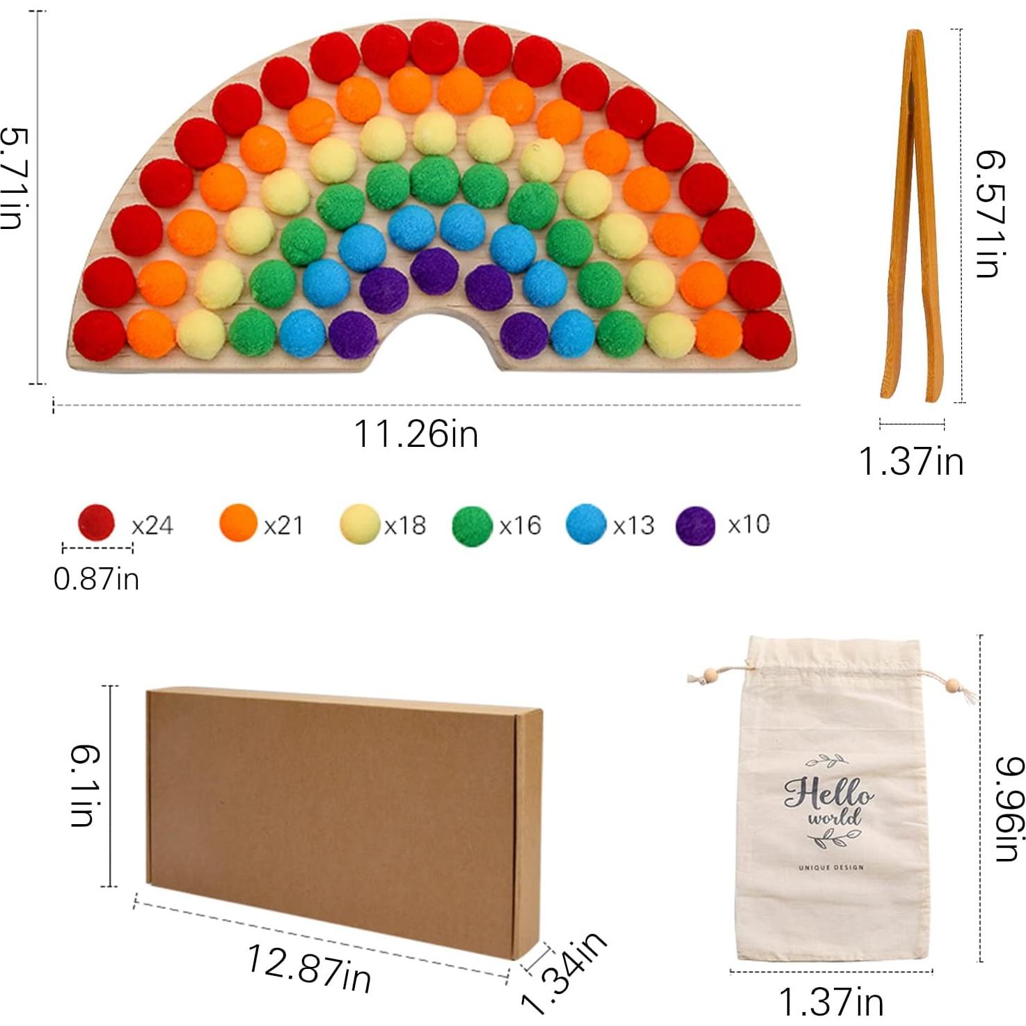Juego de Cuentas de Madera Ibwaae Arcoíris 102 Piezas
