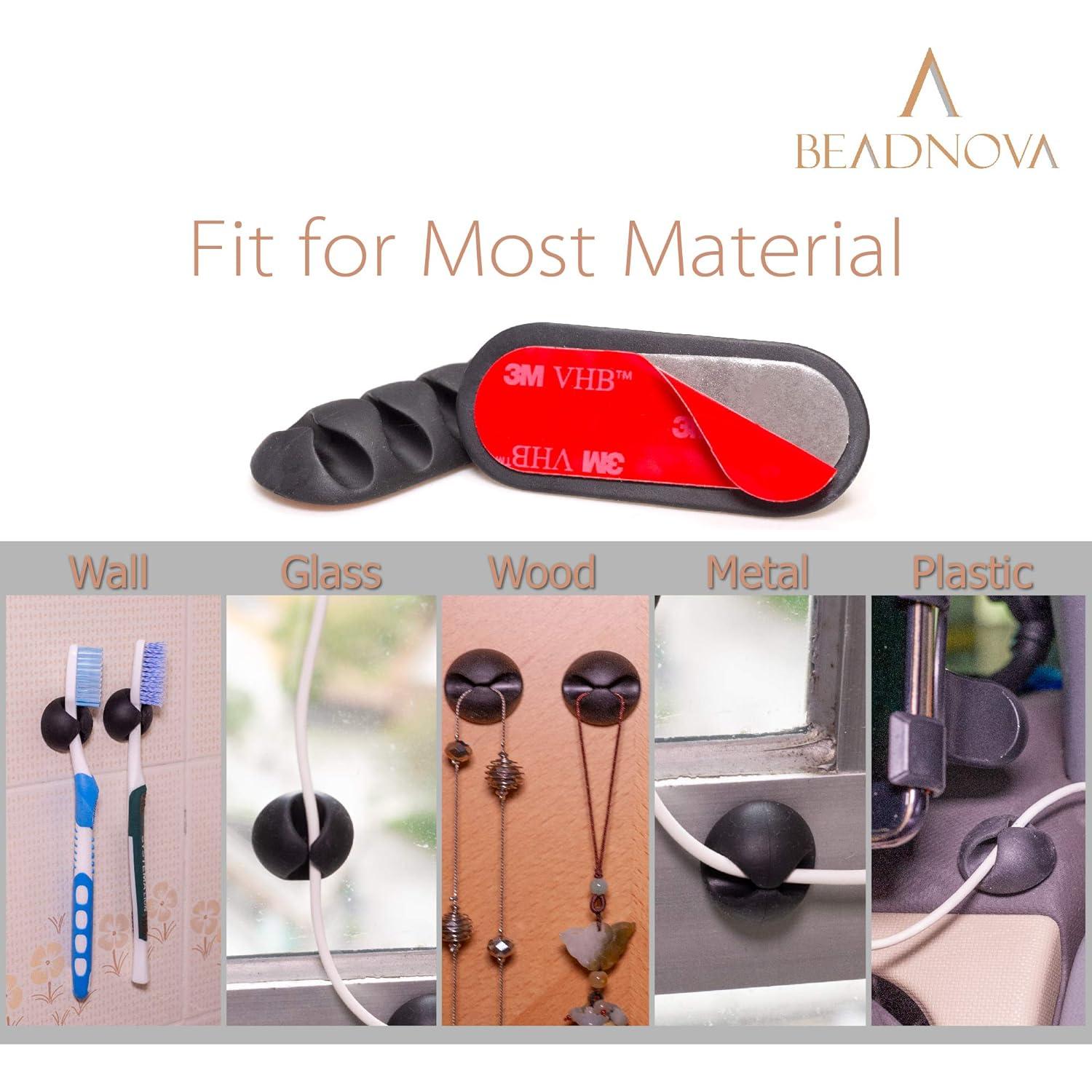 BEADNOVA Clips Organizador de Cables Adhesivos 8 Pcs Negro