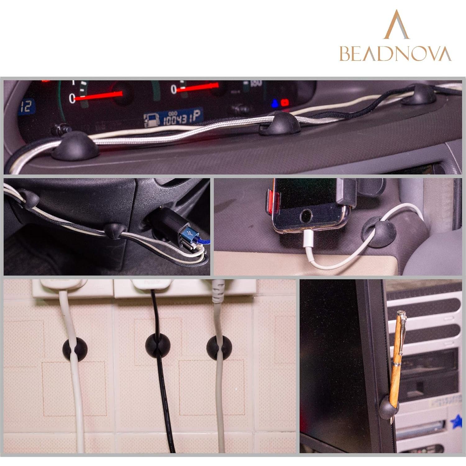 BEADNOVA Clips Organizador de Cables Adhesivos 8 Pcs Negro