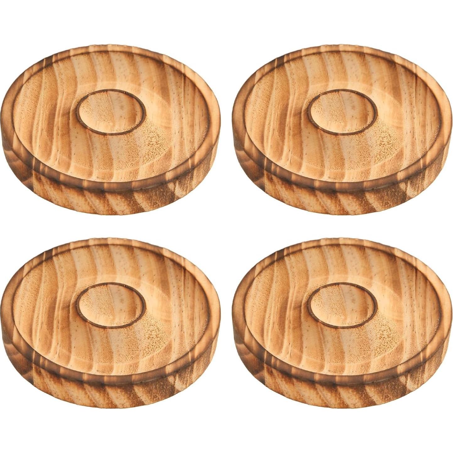 Bandeja de Exhibición de Pulseras de Madera Redonda 4 Piezas