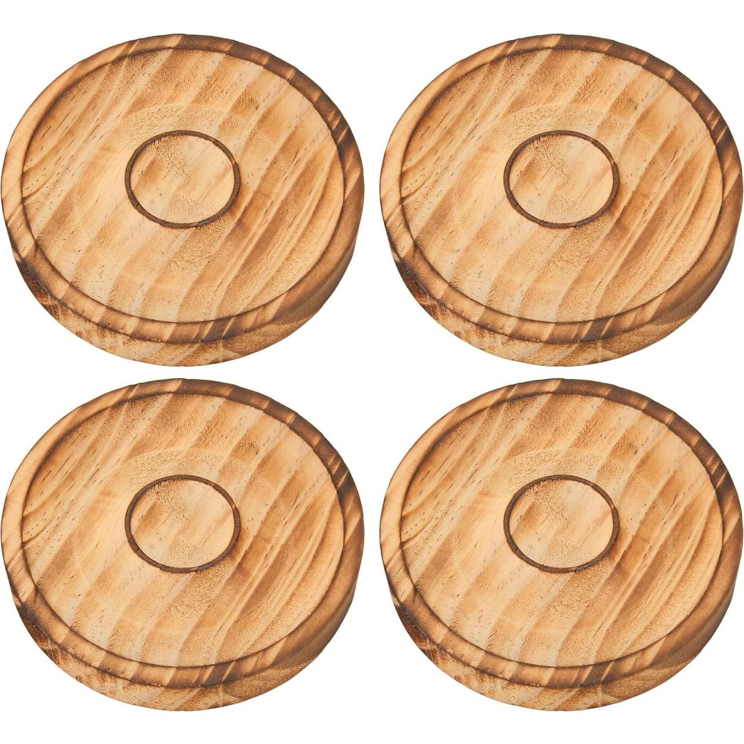 Bandeja de Exhibición de Pulseras de Madera Redonda 4 Piezas