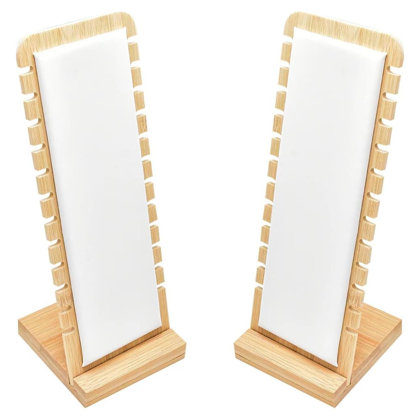 Tablero de Exhibición de Joyería Fresa Dorada 2PCS Bambú Blanco