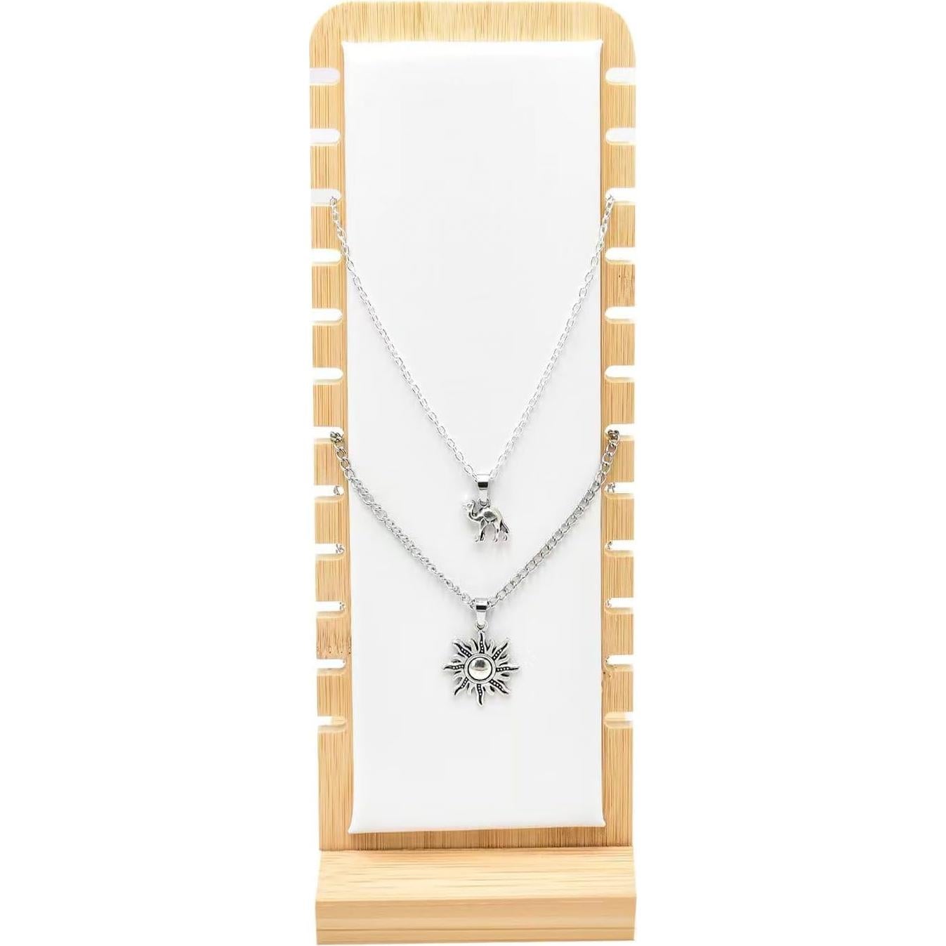 Tablero de Exhibición de Joyería Fresa Dorada 2PCS Bambú Blanco