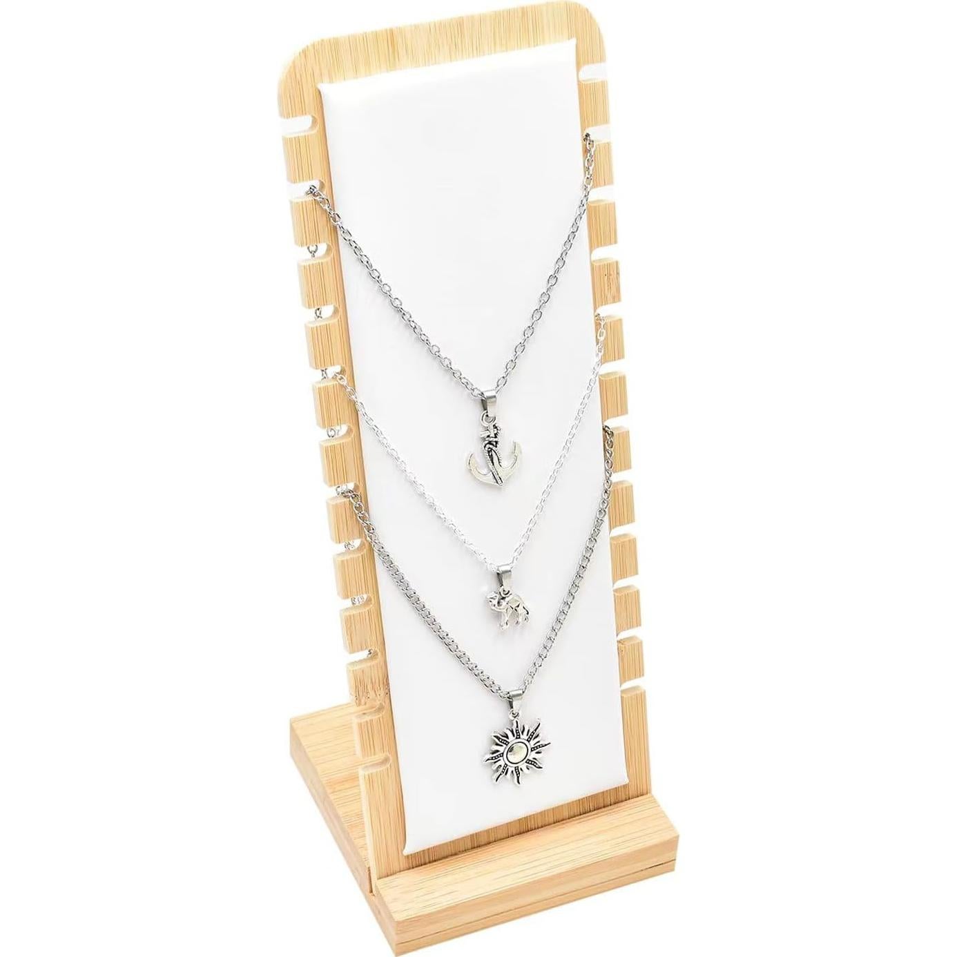 Tablero de Exhibición de Joyería Fresa Dorada 2PCS Bambú Blanco