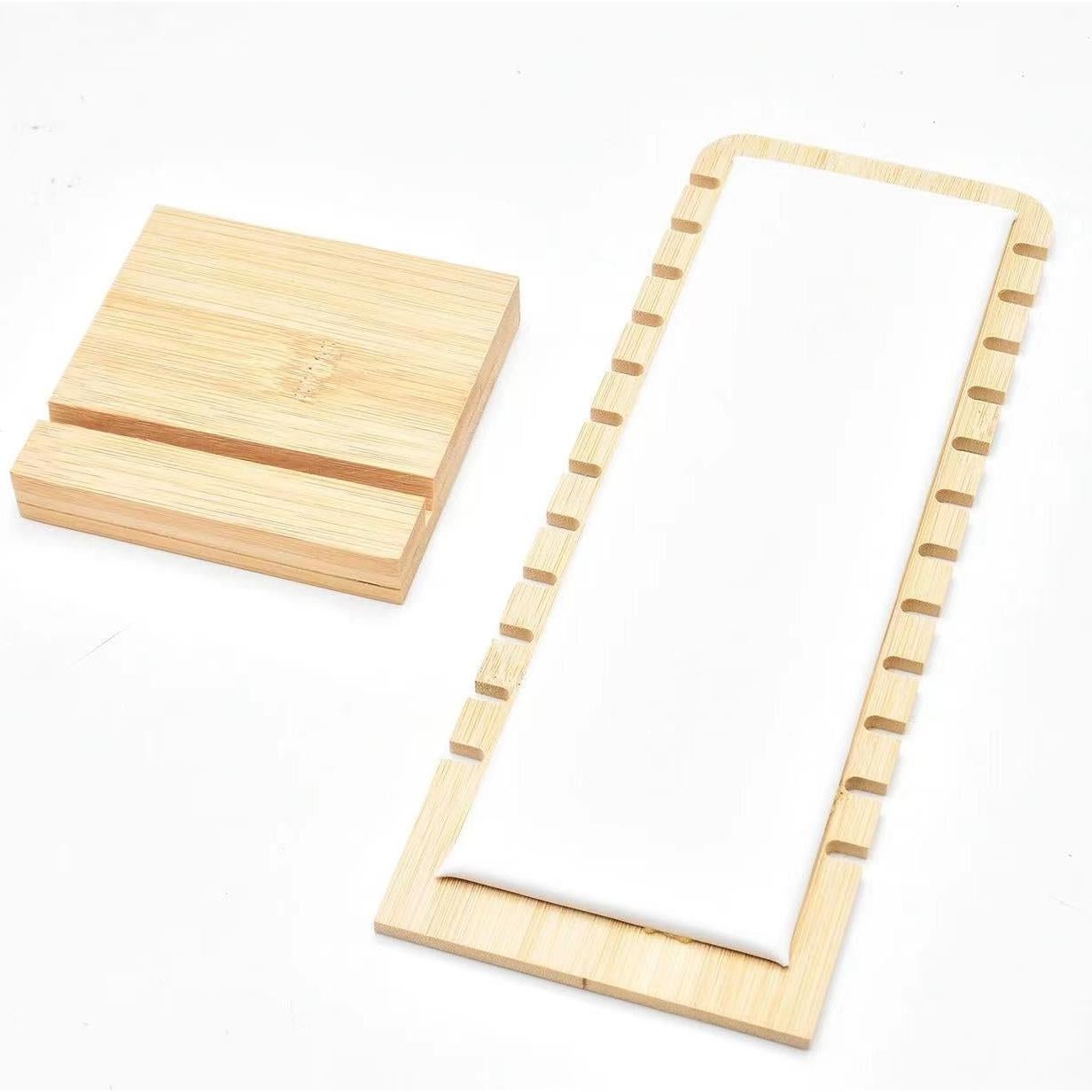 Tablero de Exhibición de Joyería Fresa Dorada 2PCS Bambú Blanco