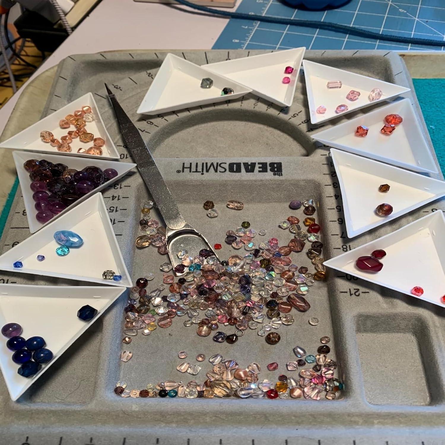 10 Bandejas Clasificadoras Triangulares Blancas + Pinzas Plateadas