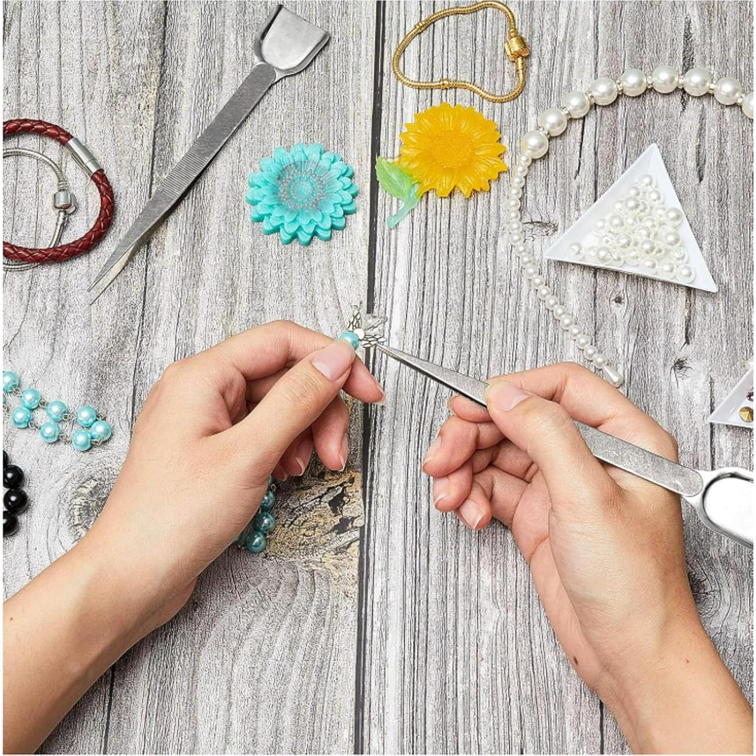 10 Bandejas Clasificadoras Triangulares Blancas + Pinzas Plateadas