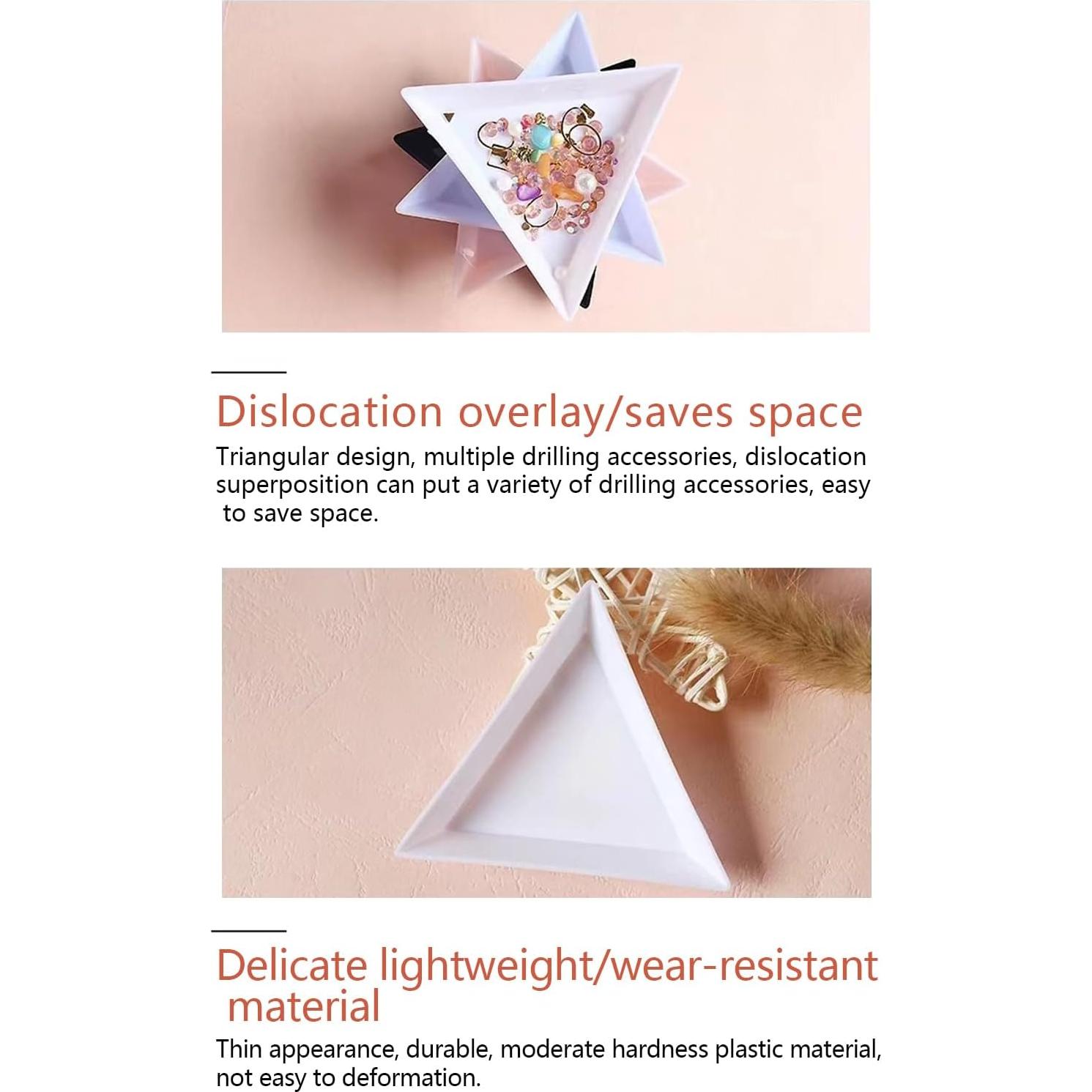 10 Bandejas Clasificadoras Triangulares Blancas + Pinzas Plateadas