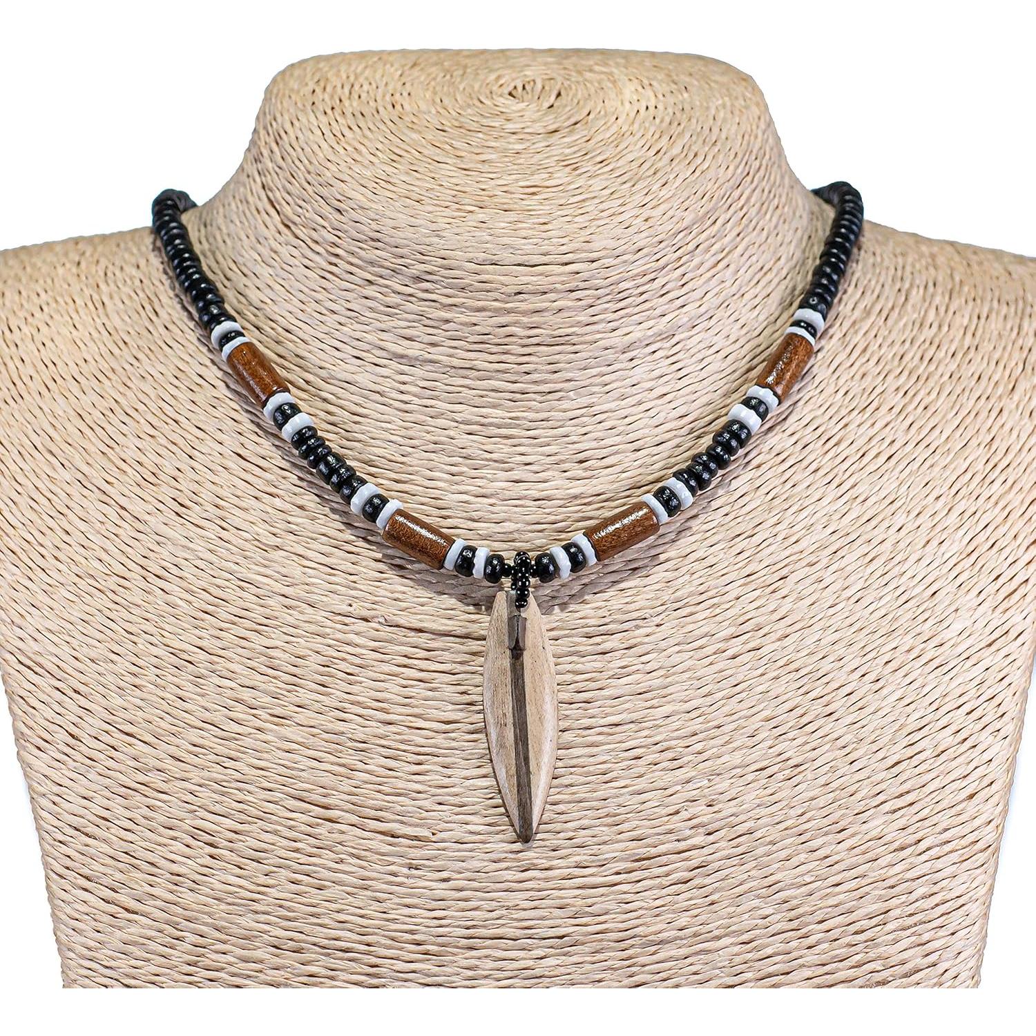 Collar de cuentas de cáscara de coco BlueRica con tabla de surf