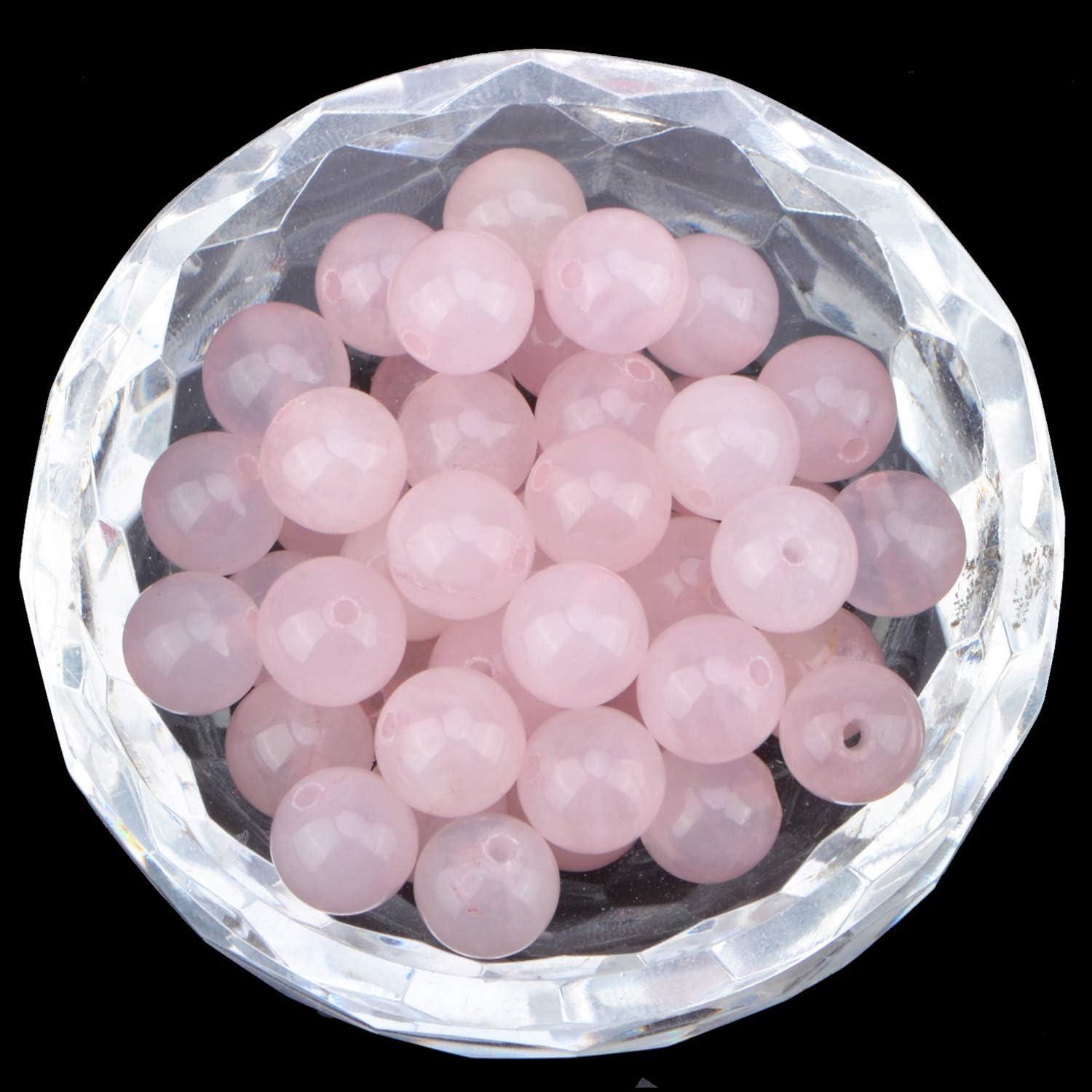 100 Perlas de Cuarzo Rosa 8mm Redondas para Joyería - Perlas Masivas