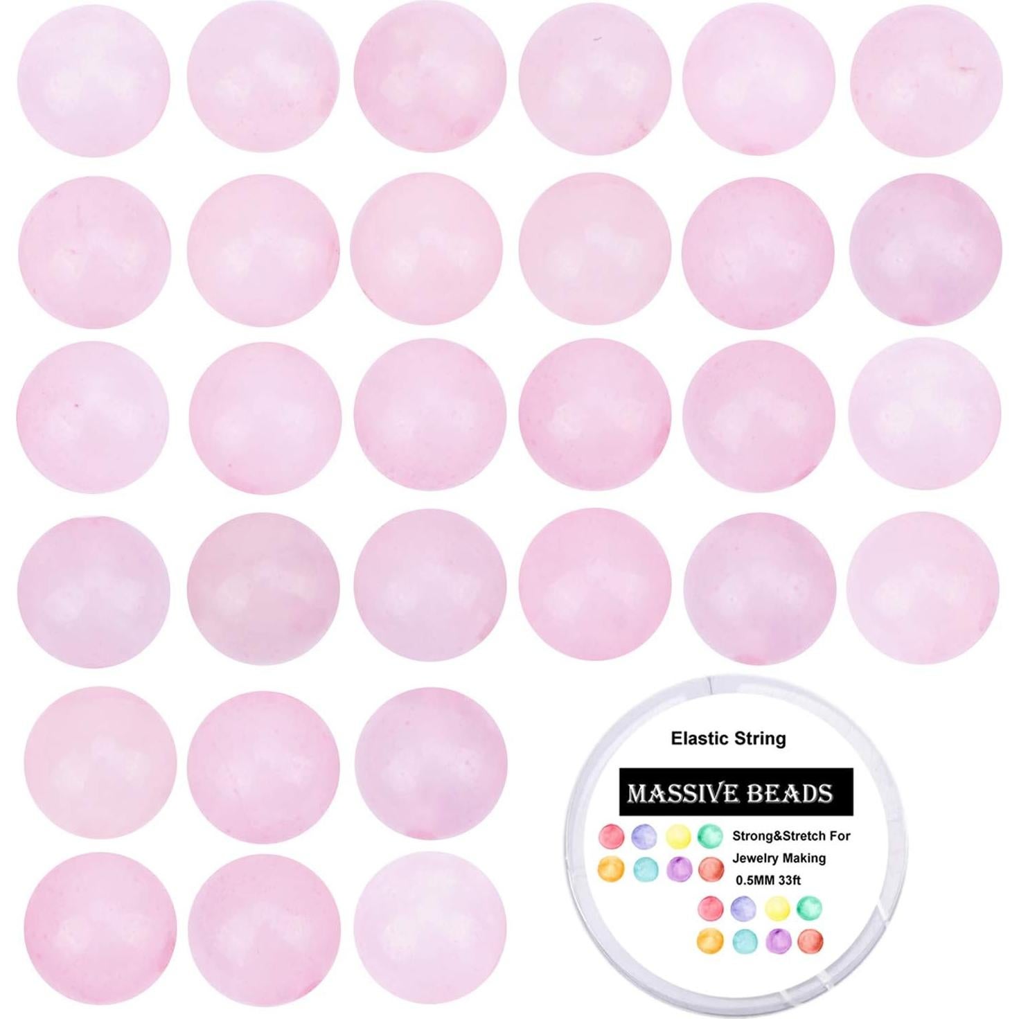 100 Perlas de Cuarzo Rosa 8mm Redondas para Joyería - Perlas Masivas