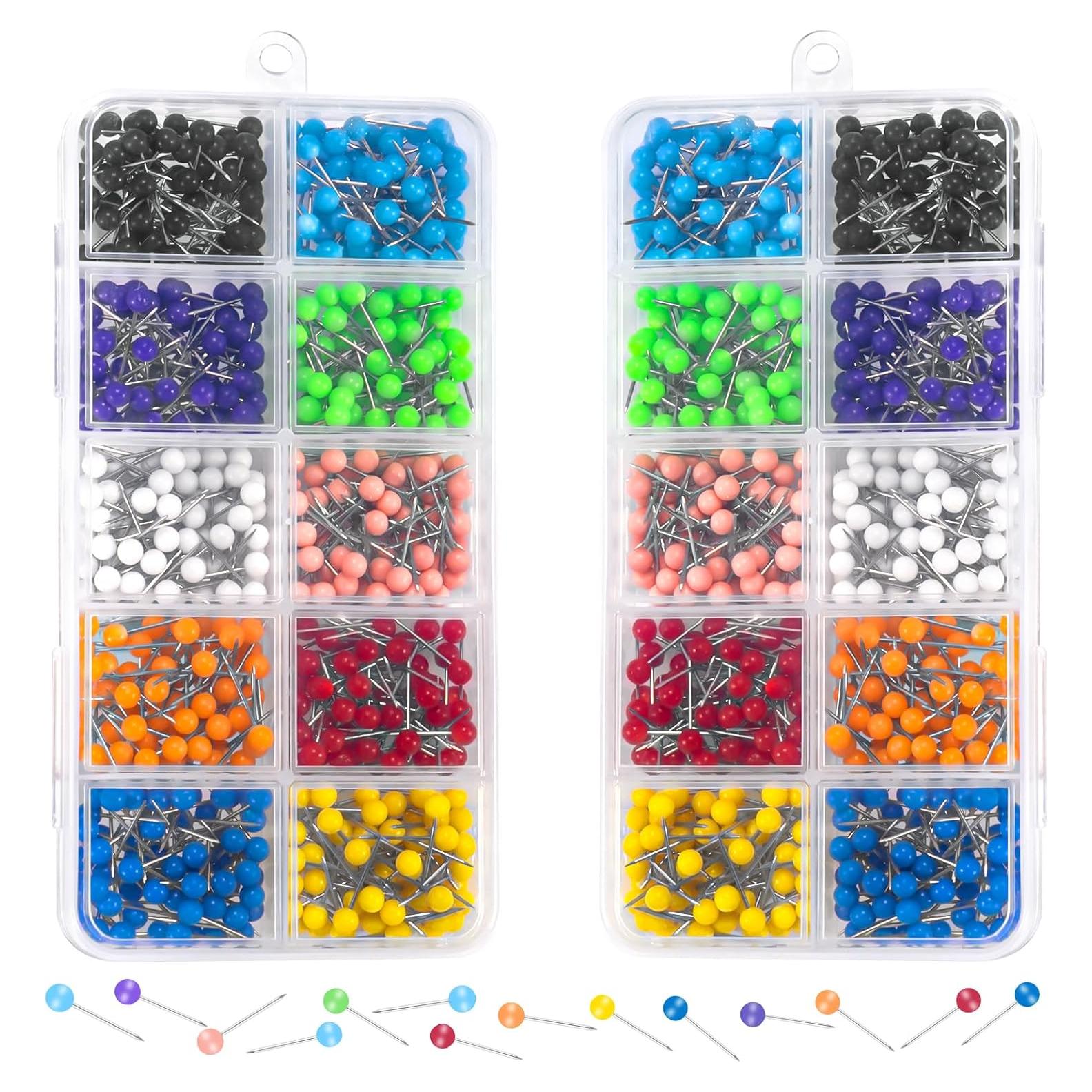 1200 Chinchetas Multicolor EllaYIDOI - 3.2 mm Cabeza de Perlas