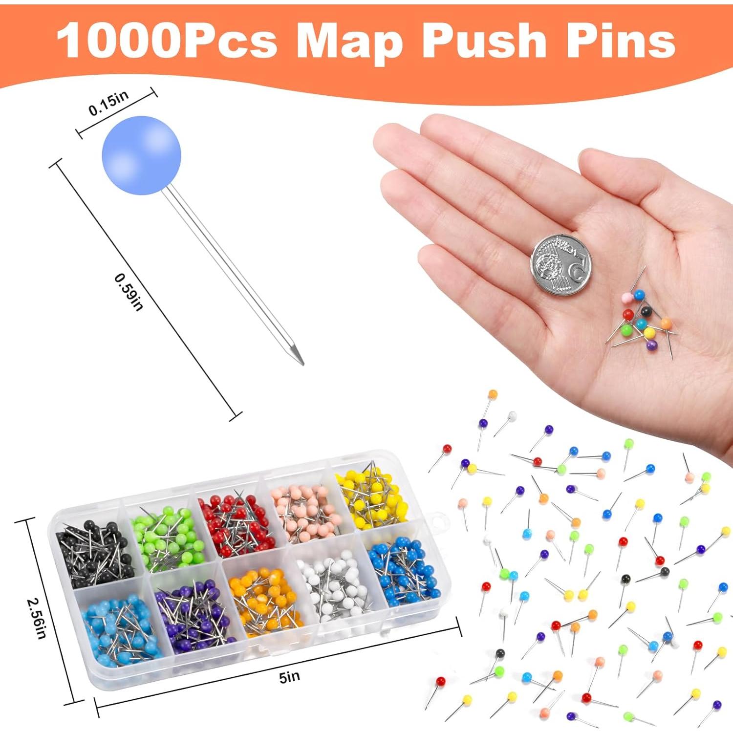 1200 Chinchetas Multicolor EllaYIDOI - 3.2 mm Cabeza de Perlas