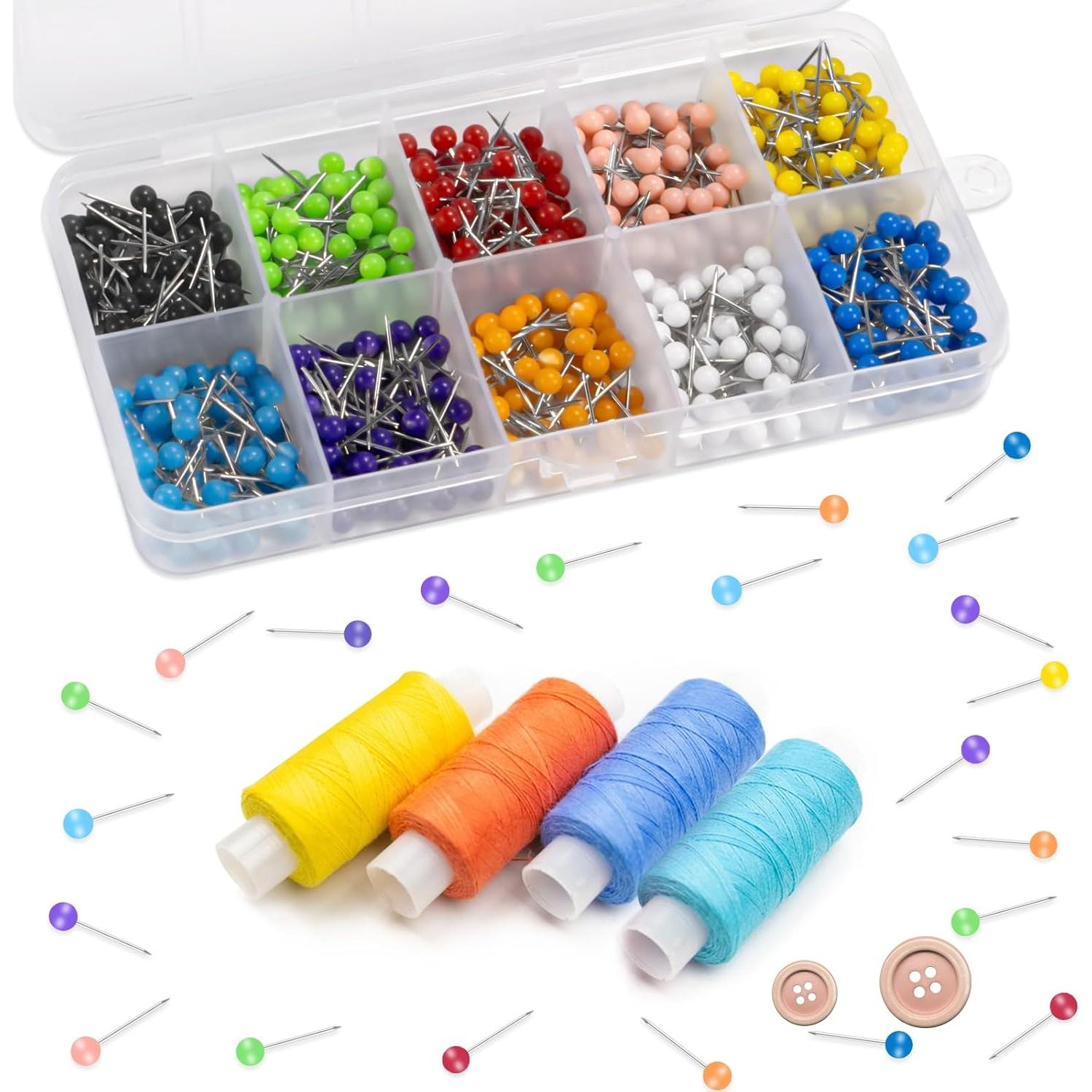 1200 Chinchetas Multicolor EllaYIDOI - 3.2 mm Cabeza de Perlas