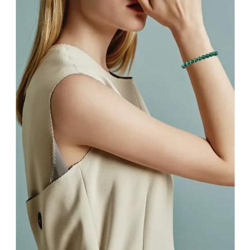 Pulsera de Macramé Ajustable Perlas Masivas Malaquita 4mm