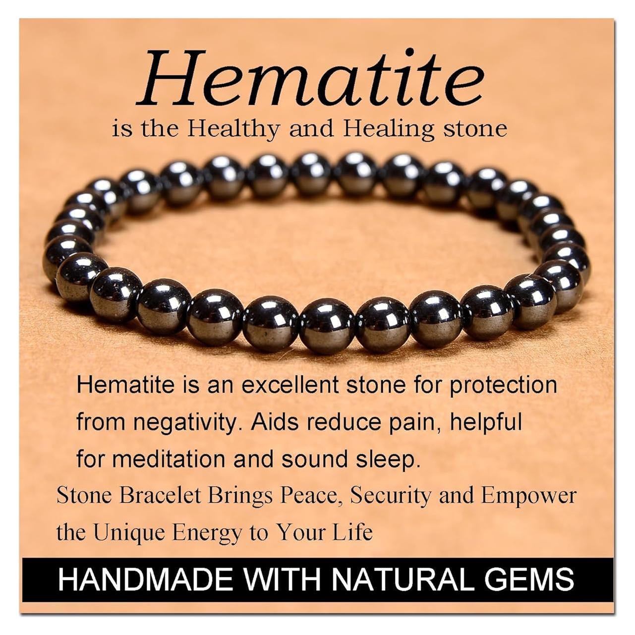 Pulsera Elástica de Hematita 6mm - Salud y Sanación Hecha a Mano