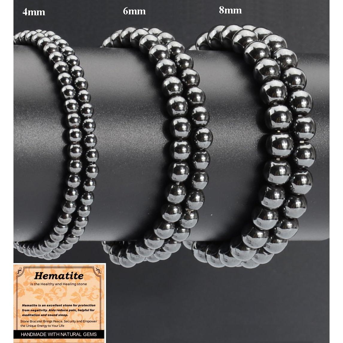 Pulsera Elástica de Hematita 6mm - Salud y Sanación Hecha a Mano