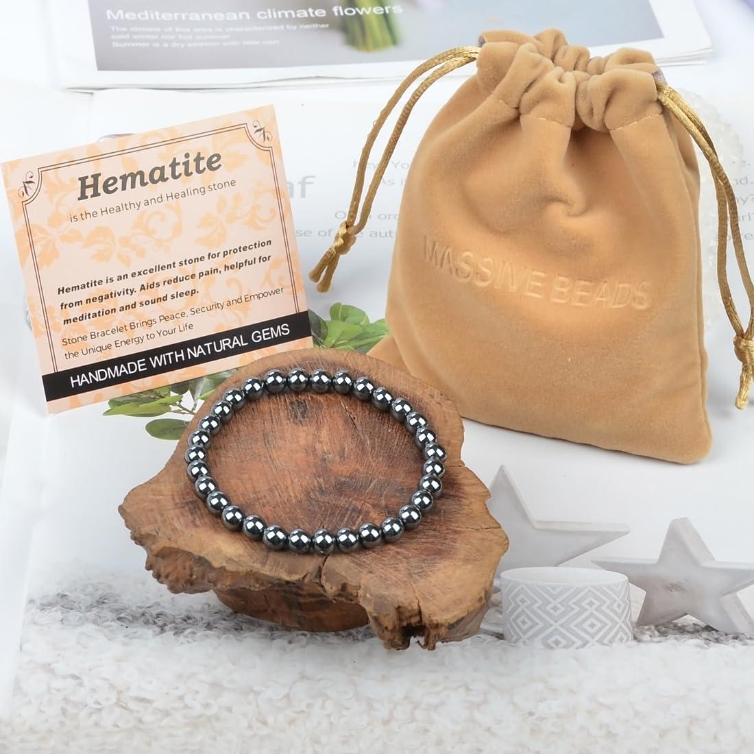 Pulsera Elástica de Hematita 6mm - Salud y Sanación Hecha a Mano