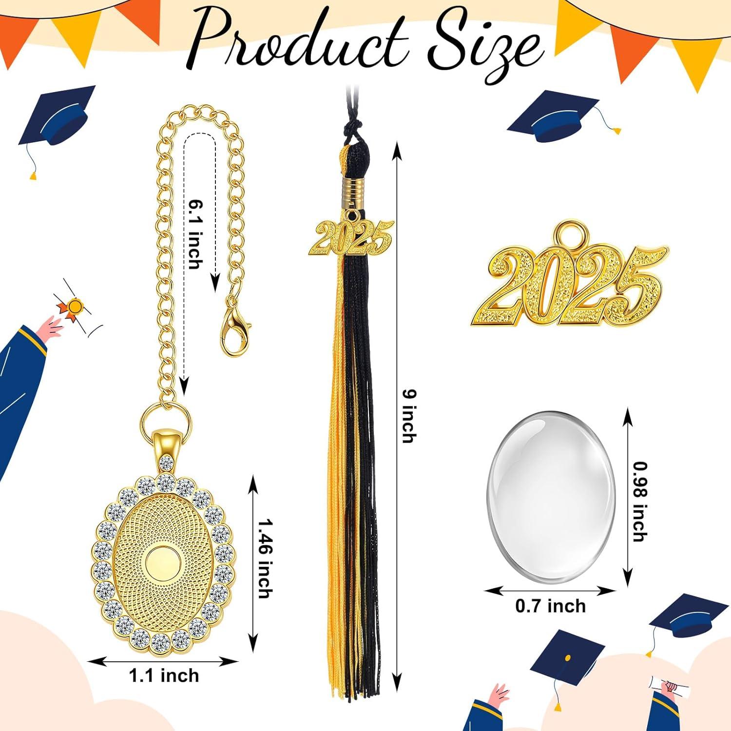 Borlas de Graduación XunYee con Encanto Foto 2025 Negro y Dorado