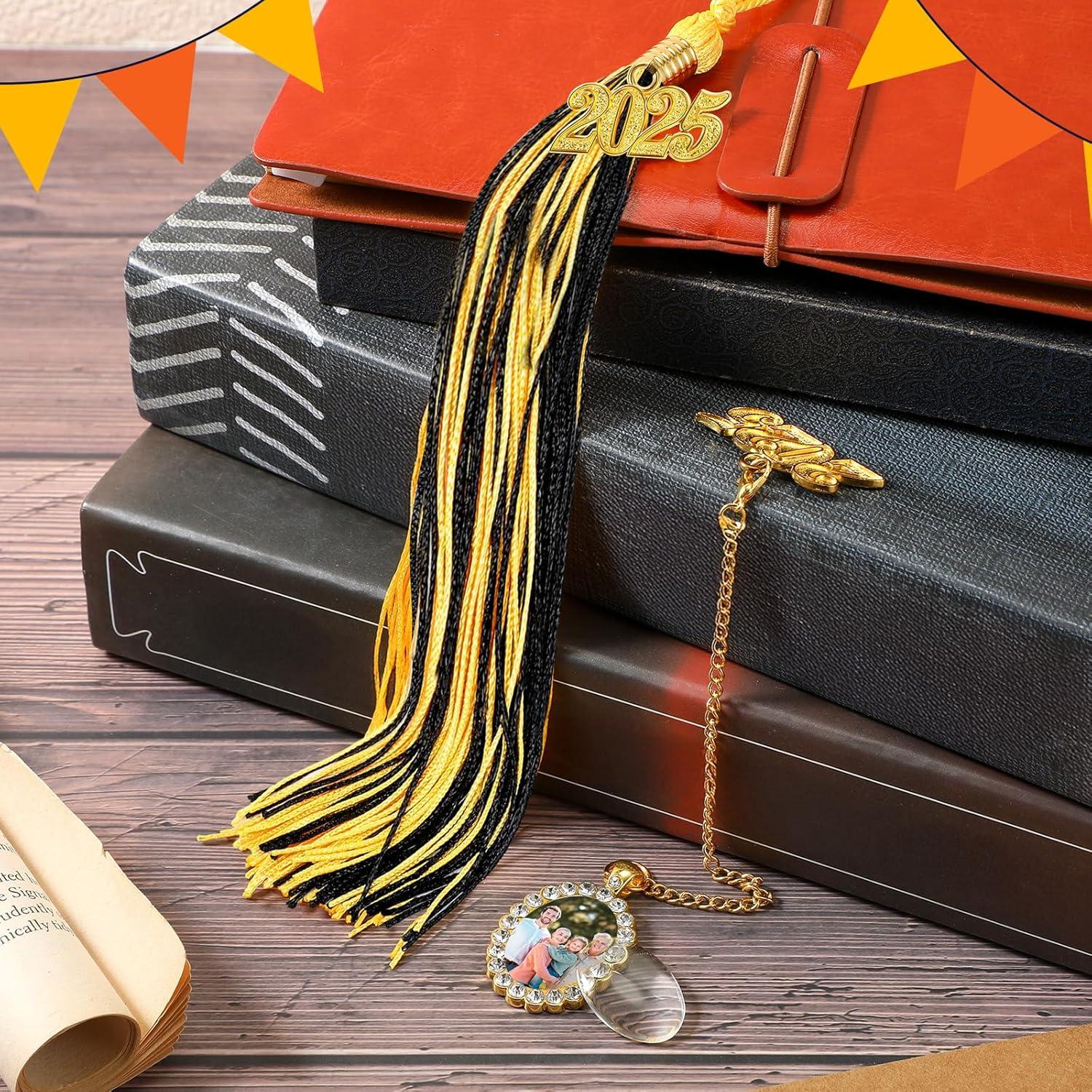 Borlas de Graduación XunYee con Encanto Foto 2025 Negro y Dorado