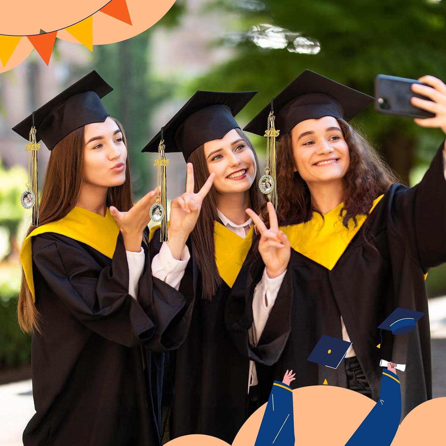 Borlas de Graduación XunYee con Encanto Foto 2025 Negro y Dorado