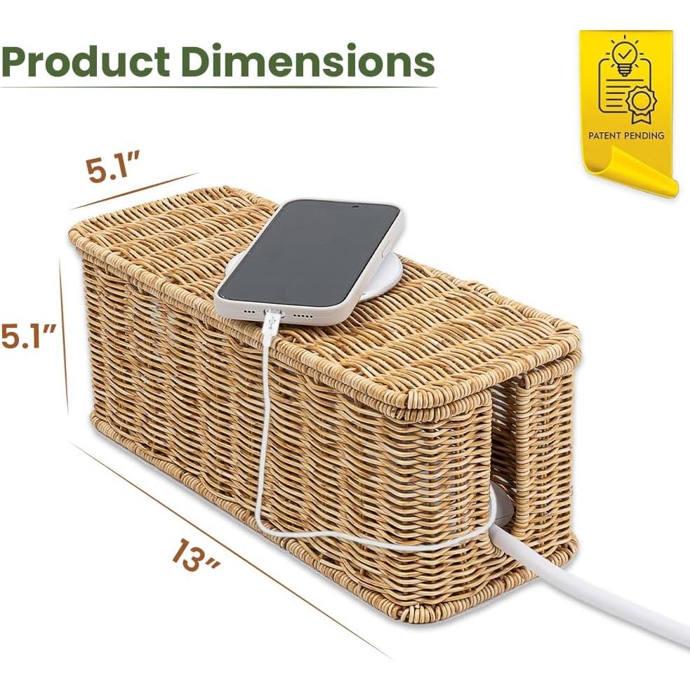 Caja Organizador de Cables Cantalop Natural 33x13x13 cm