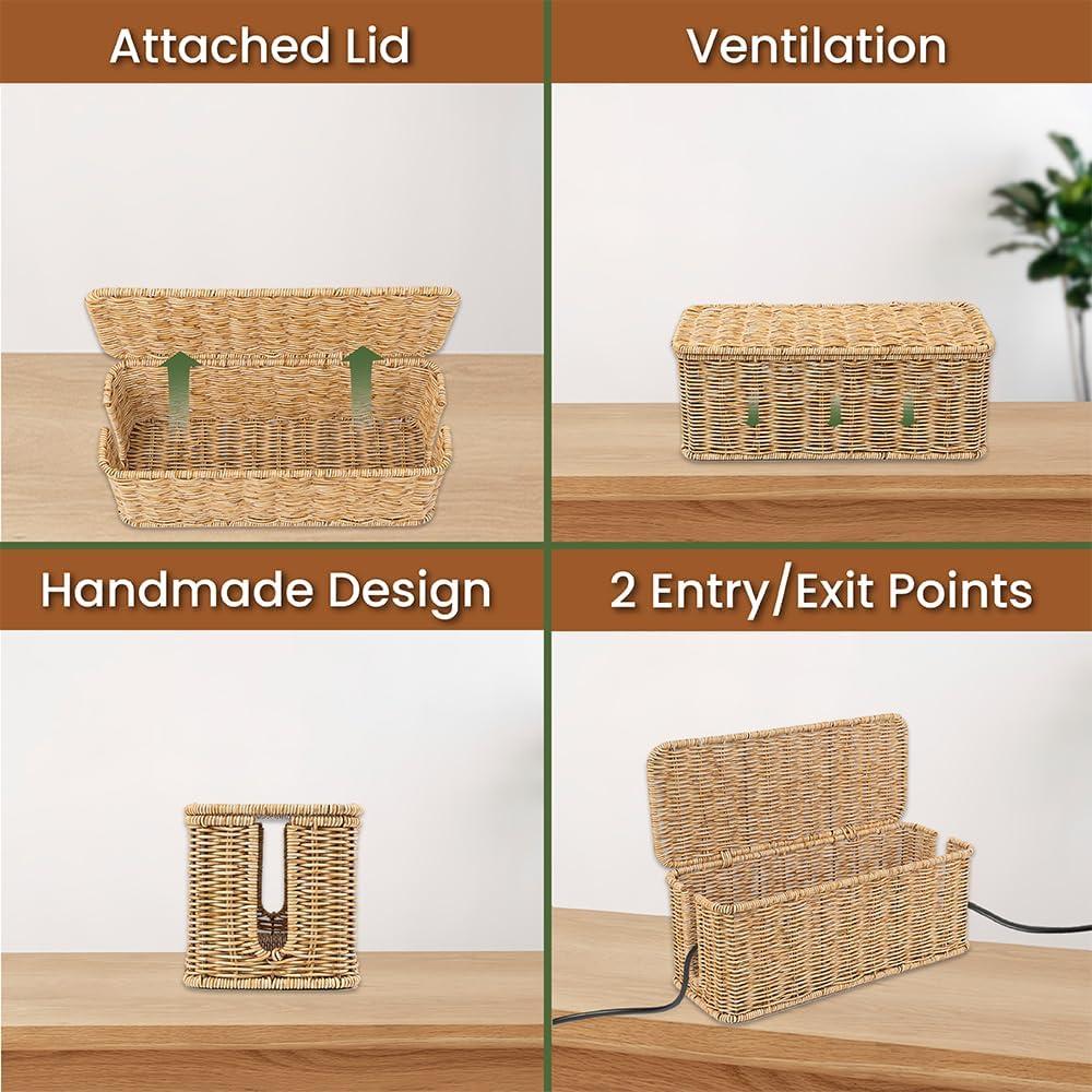 Caja Organizador de Cables Cantalop Natural 33x13x13 cm