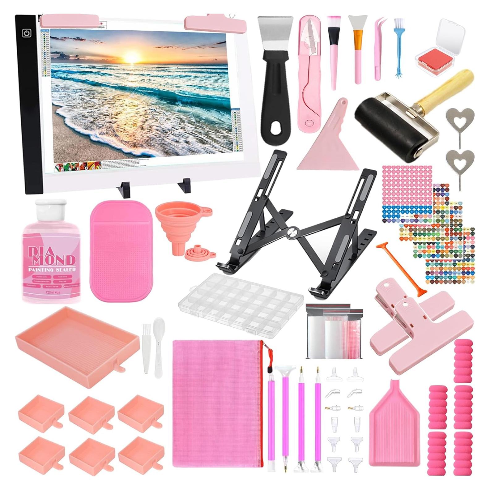 Kit de Accesorios de Arte de Diamante XEUZK A4 con Luz LED