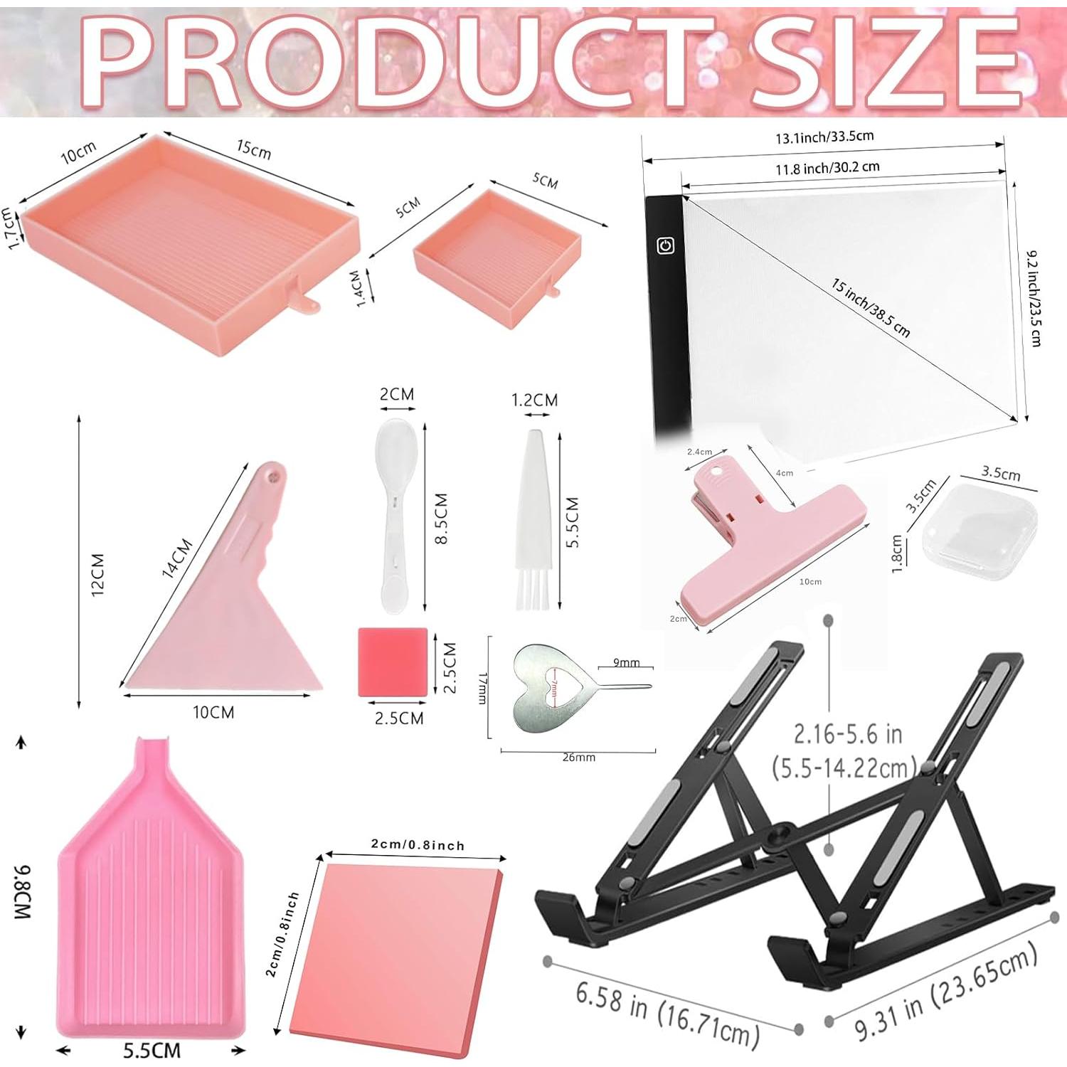 Kit de Accesorios de Arte de Diamante XEUZK A4 con Luz LED