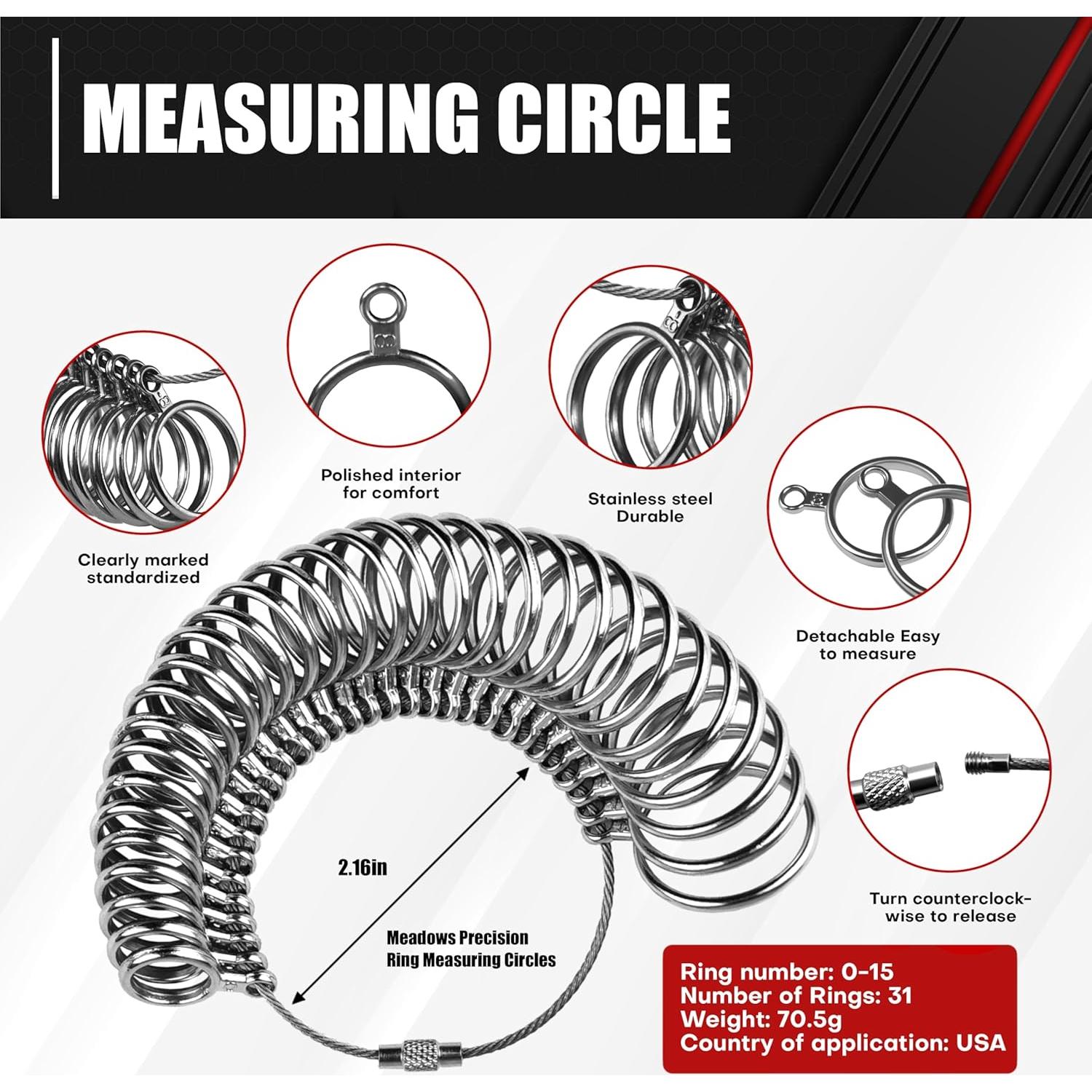 Juego de Herramientas de Medición de Anillo C&T 4 Piezas