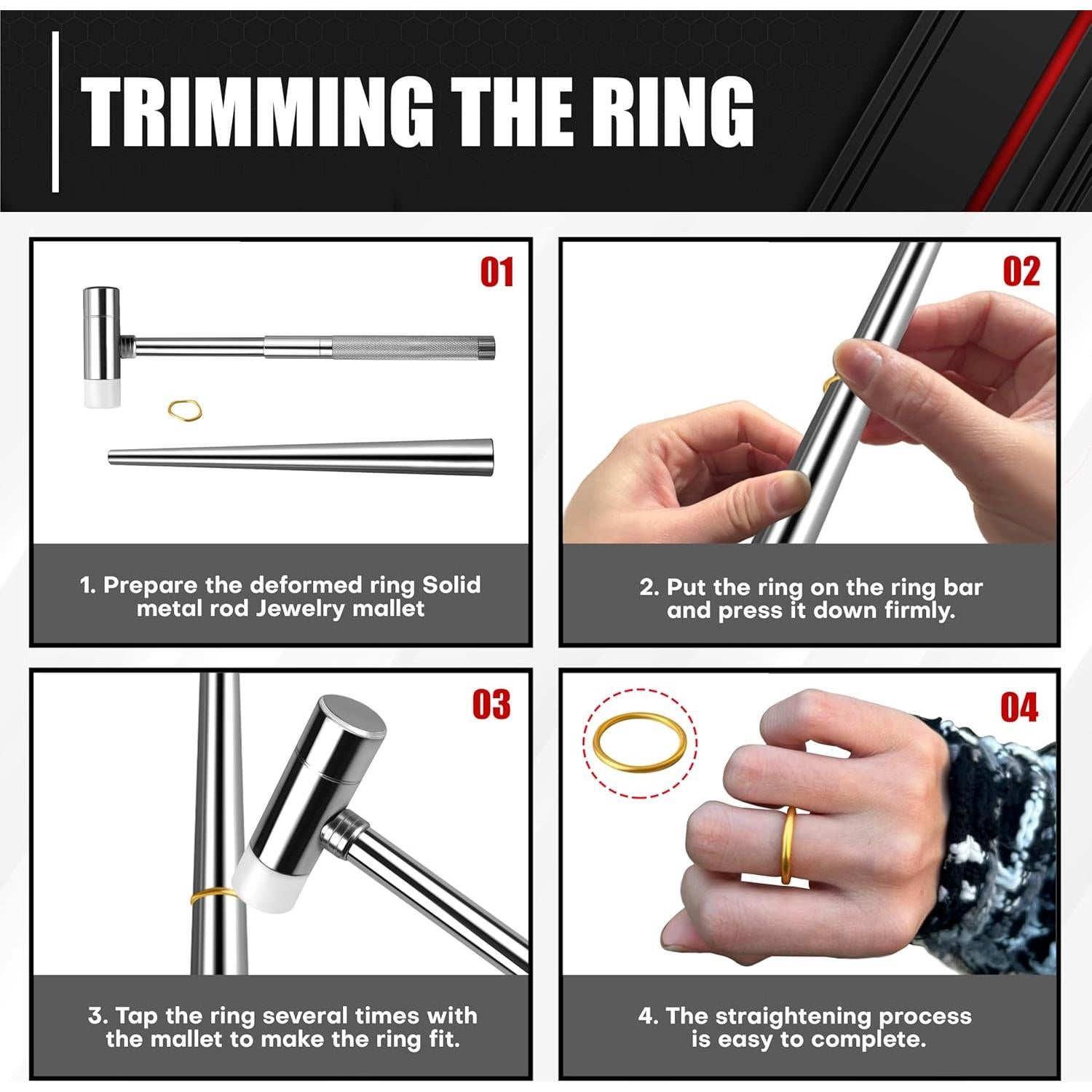 Juego de Herramientas de Medición de Anillo C&T 4 Piezas