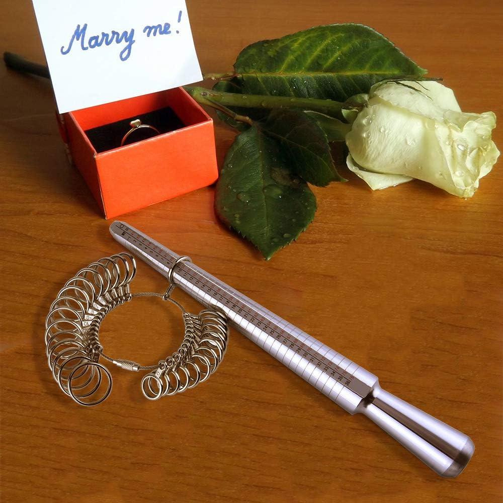 Juego de Medidores de Anillos Kuuqa 27 Piezas Aluminio Acero