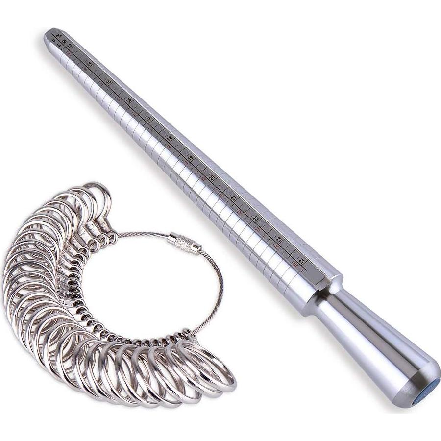 Juego de Medidores de Anillos Kuuqa 27 Piezas Aluminio Acero