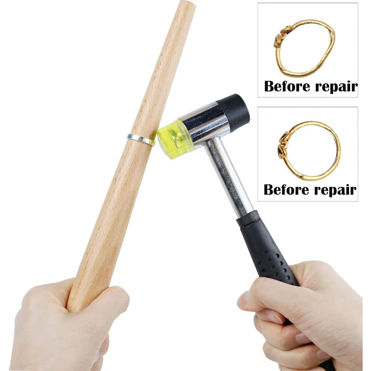 Mandril de Anillos de Madera Auniwaig con Martillo de Goma