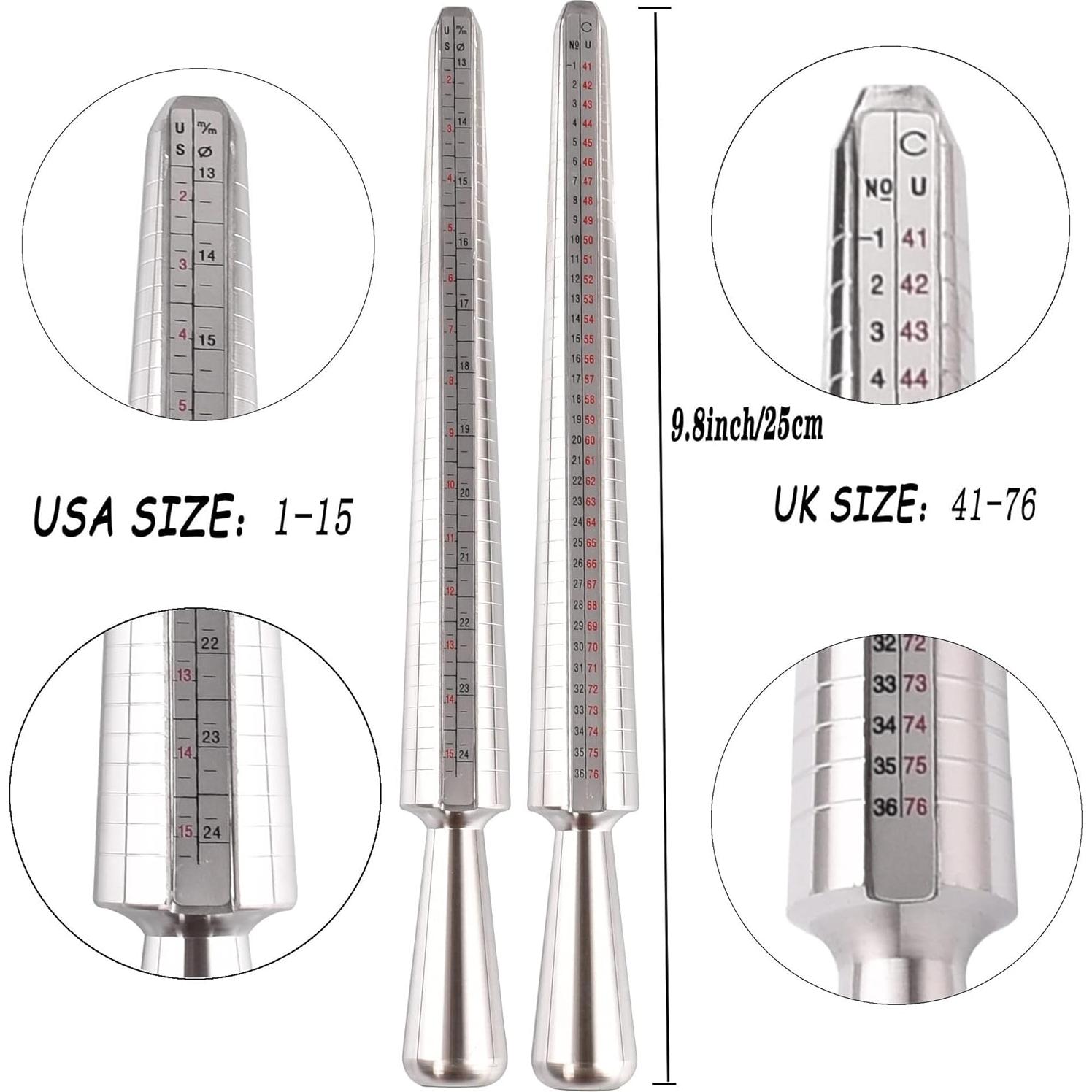 Kit de Medición de Tamaño de Anillo Awxevcik - 27 Piezas