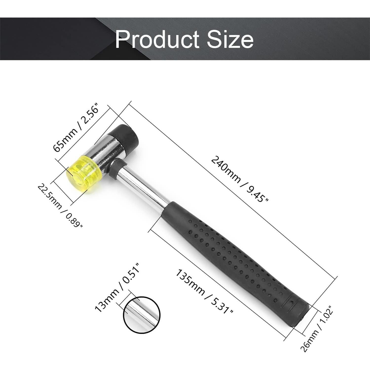 Martillo de Goma Doble Cabeza Utoolmart 240mm para Joyería