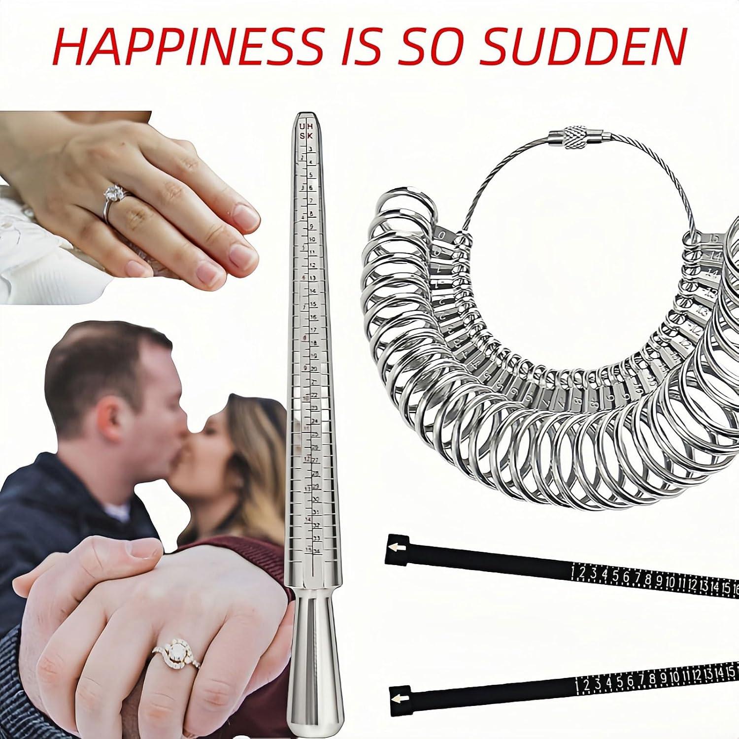 Juego de Medidores de Anillo de Metal YVYAVGE - 27 Piezas